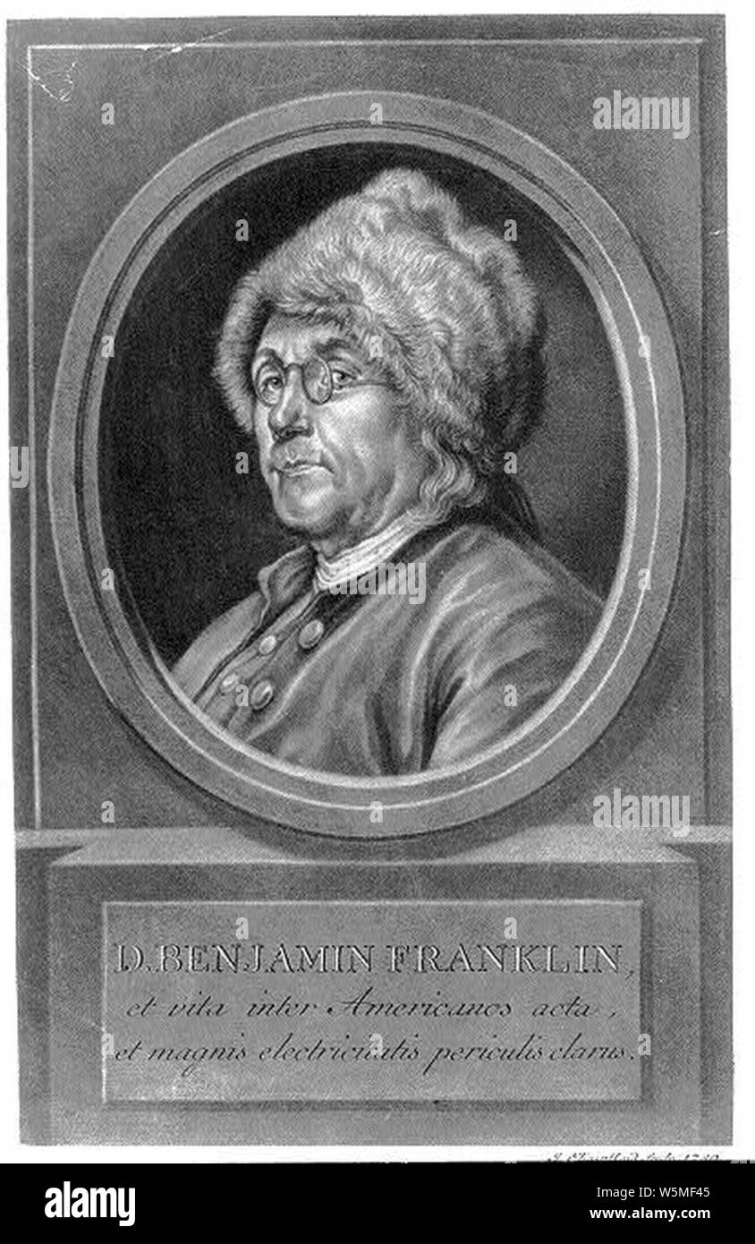 D. Benjamin Franklin, et vita inter Americanos acta, et magnis electricitatis periculis clarus Stock Photo