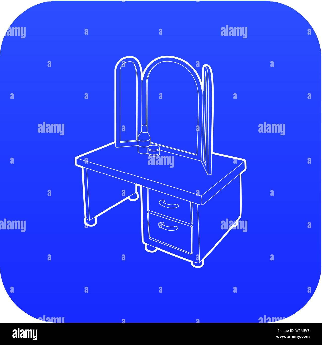 Dressing table with a mirror icon blue vector Stock Vector