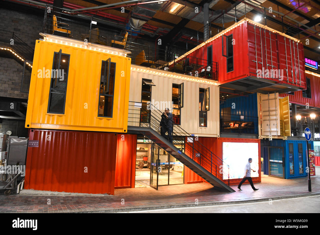 View of a container restaurant at the Red Wine Museum in Chongqing
