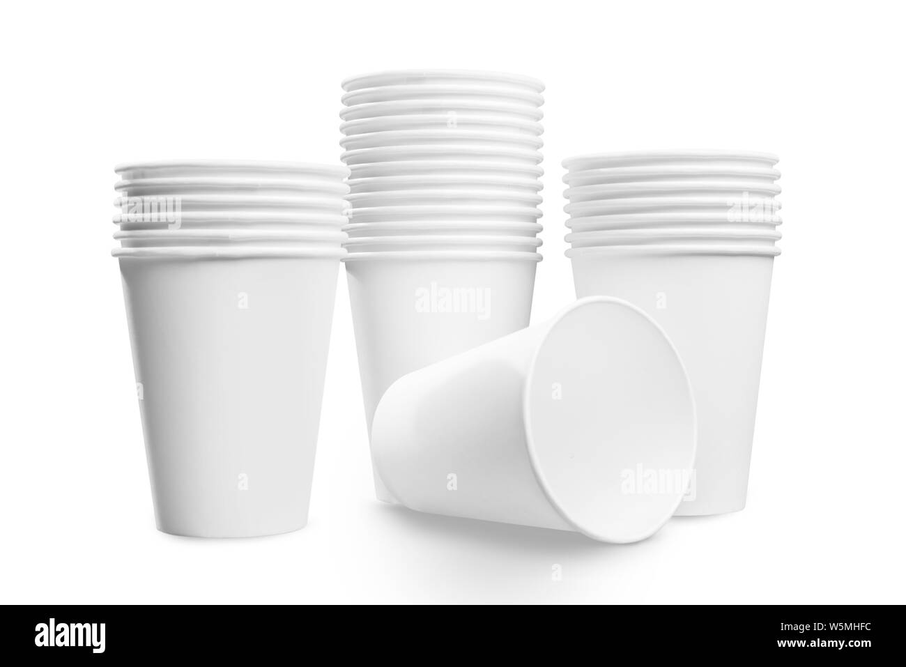 Stack of a white styrofoam cups isolated over white background Stock