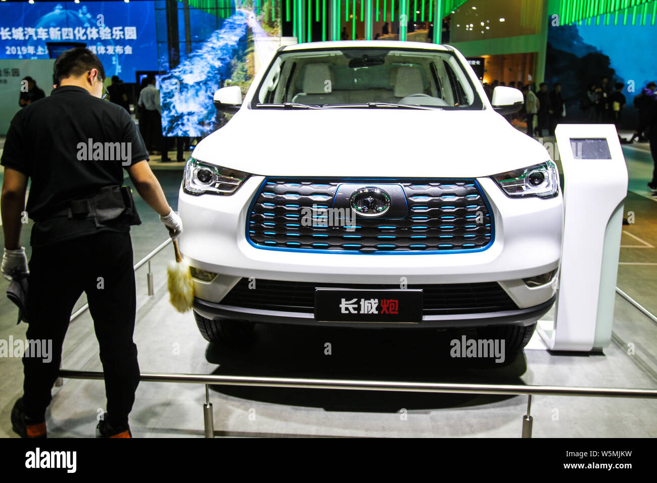 An all-electric model of Great Wall Pickup truck is displayed during the 18th Shanghai International Automobile Industry Exhibition, also known as Aut Stock Photo