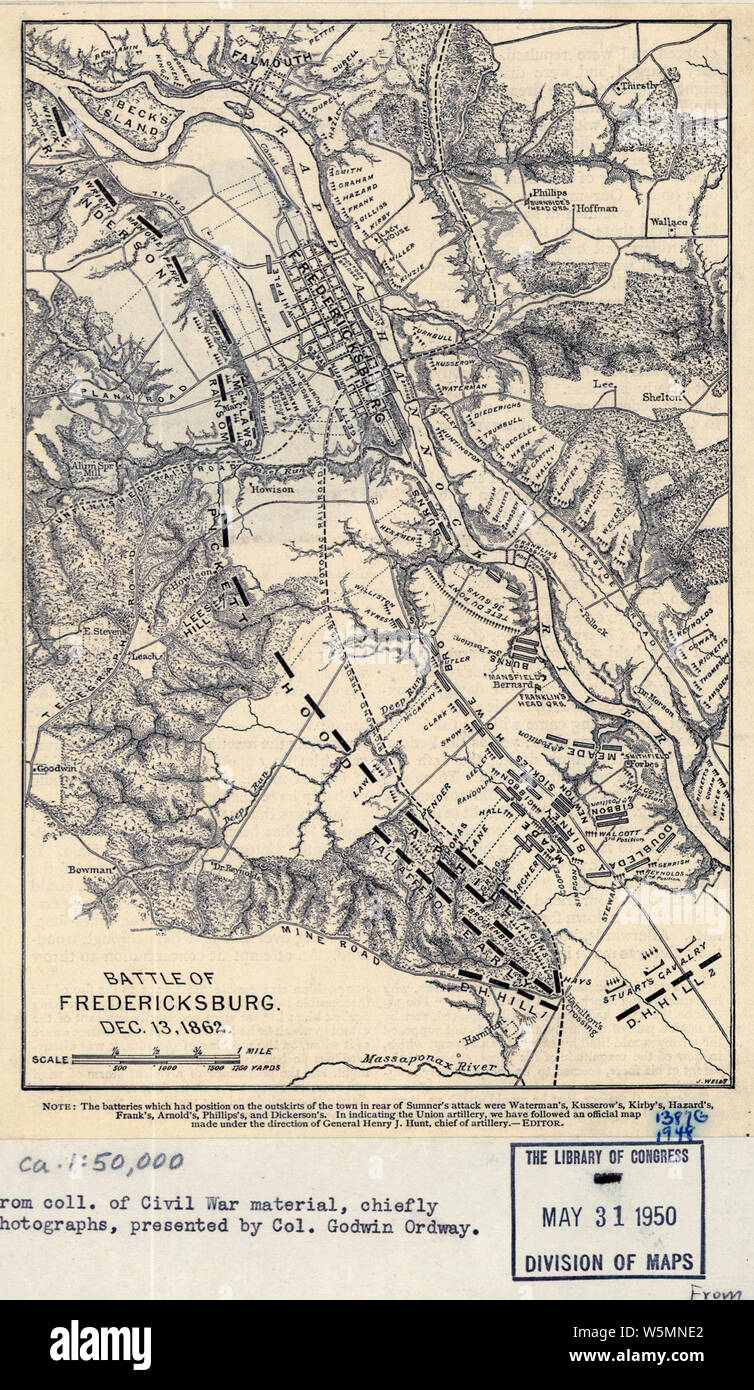 Civil War Maps 0131 Battle of Fredericksburg Dec 13 1862 Rebuild and Repair Stock Photo