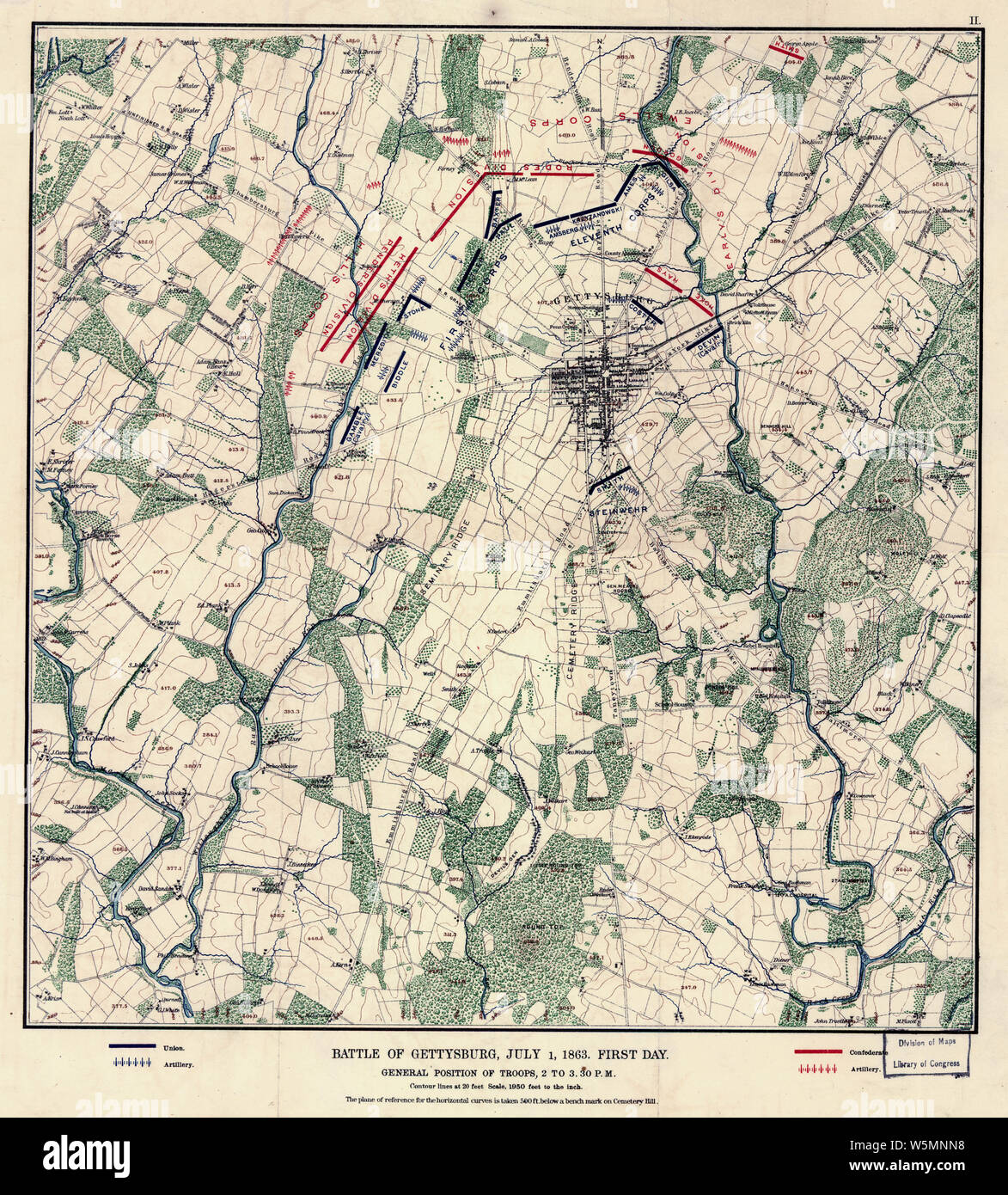 Battle of gettysburg july 1 1863 - Civil War Maps 0132 Battle Of Gettysburg July 1 1863 First Day General Position Of Troops 2 To 330 Pm Rebuild And Repair W5MNN8
