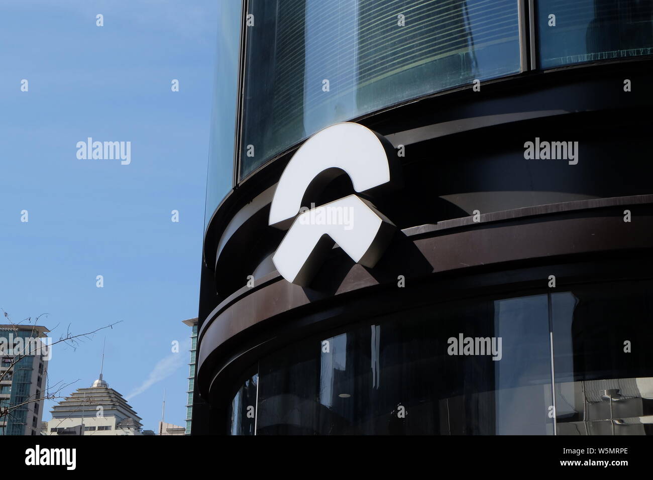 --FILE--View of a dealership store of NIO in Shanghai, China, 7 March 2019.   Chinese electric vehicle maker Nio Inc. and its executives face multiple Stock Photo