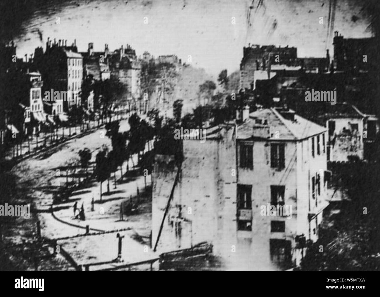 Daguerre Louis Jacques Mandé - Triptychon für König Ludwig I. von Bayern der Boulevard du Temple in Paris Stock Photo