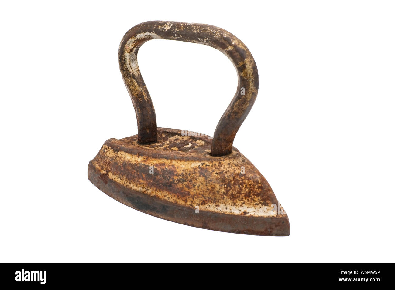 Old vintage cast iron iron. Isolate on white background Stock Photo - Alamy