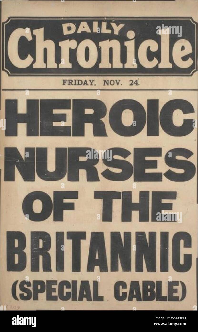 Daily Chronicle Heroic nurses of the Britannic 24 Nov 1916. Stock Photo