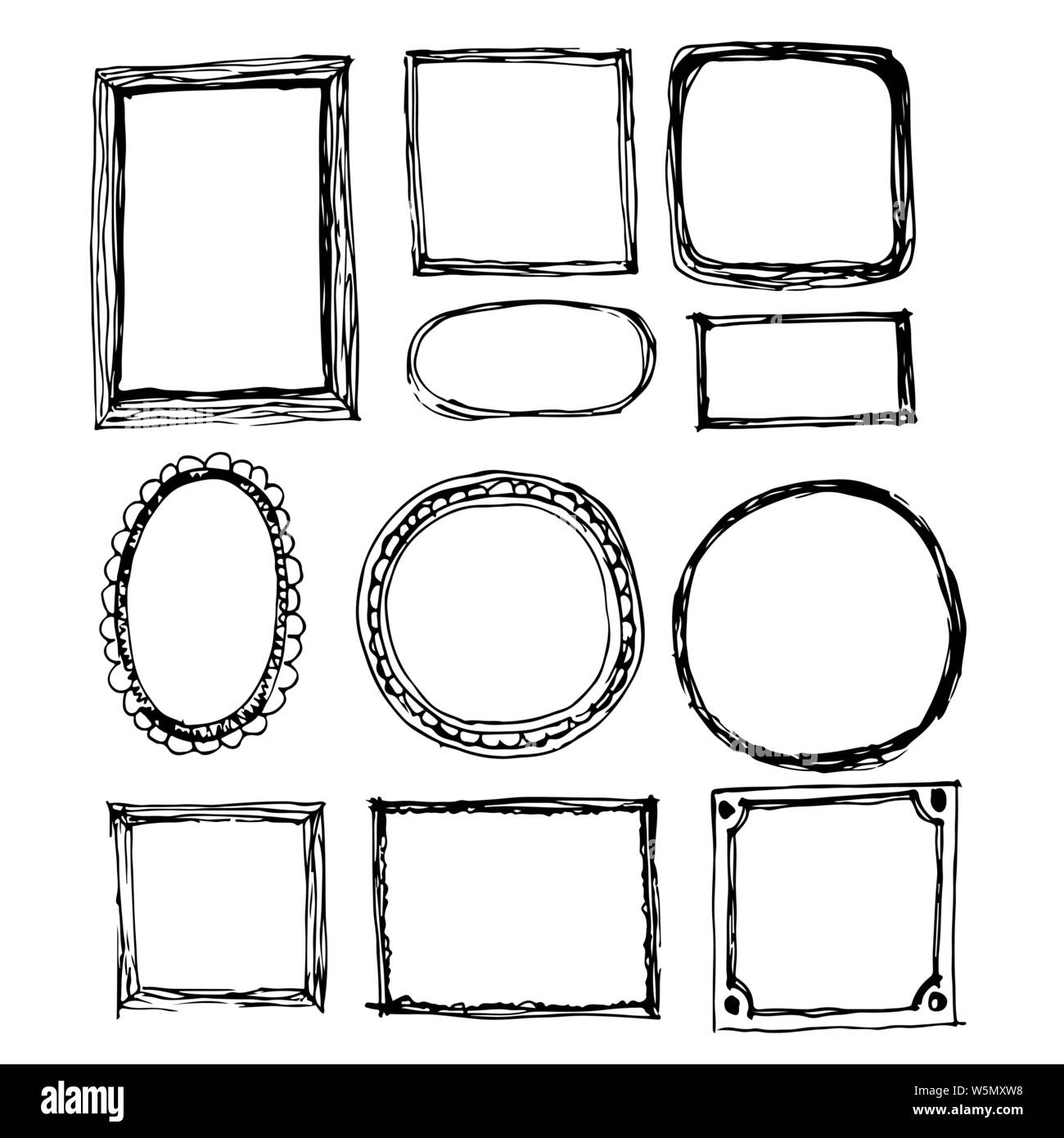 Hand drawn ink sketch line frame Stock Vector Image & Art - Alamy