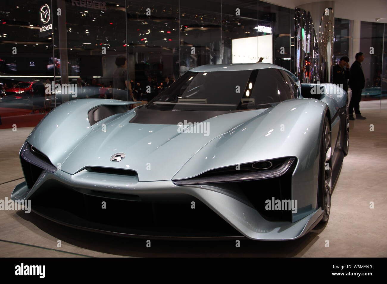 A Nio EP9 electric supercar is displayed during the 18th