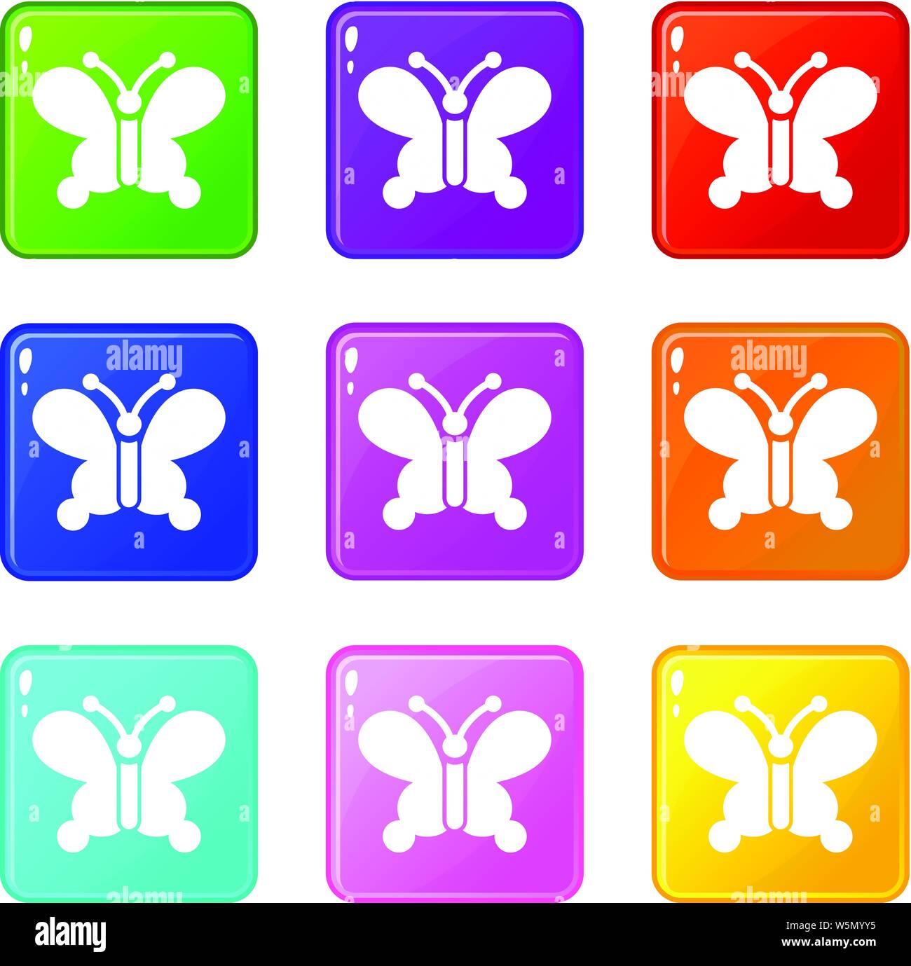 Butterfly wing patterns icons set 9 color collection Stock Vector Image ...