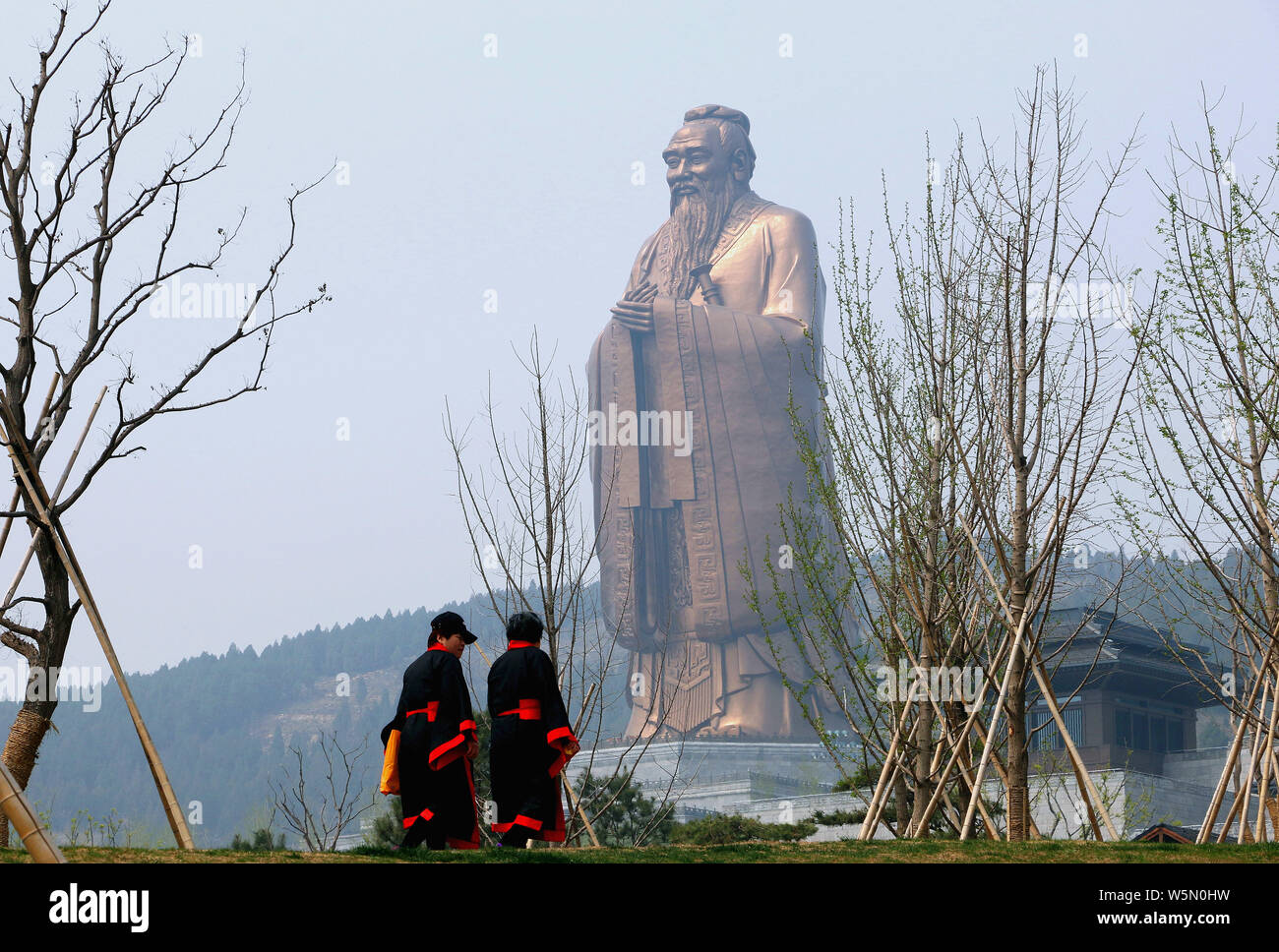 The world's tallest Confucius statue is seen on the Mount Nishan in