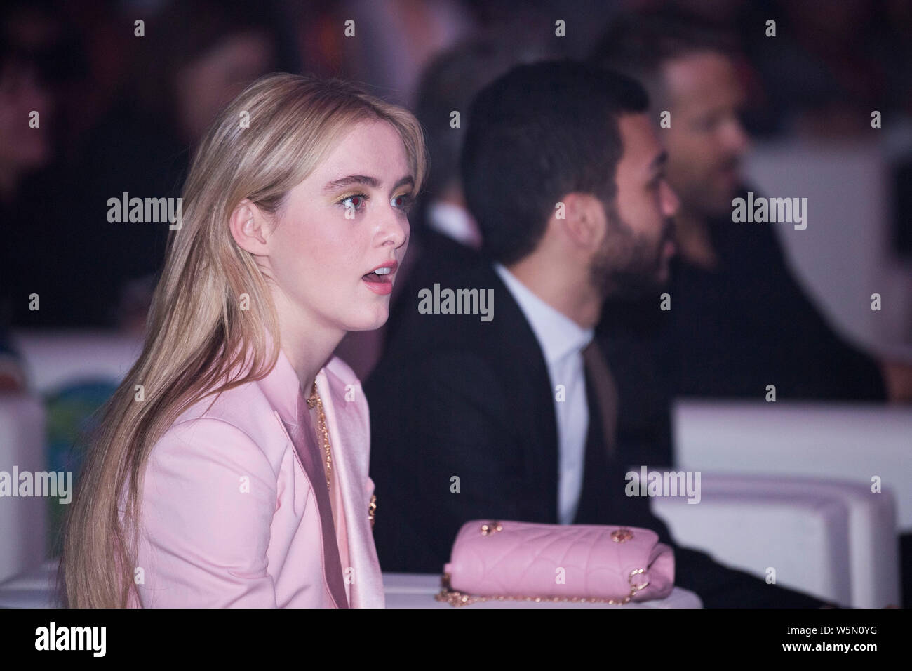 American actress Kathryn Newton attends a press conference for new movie 'Pokemon Detective Pikachu' in Beijing, China, 21 April 2019. Stock Photo