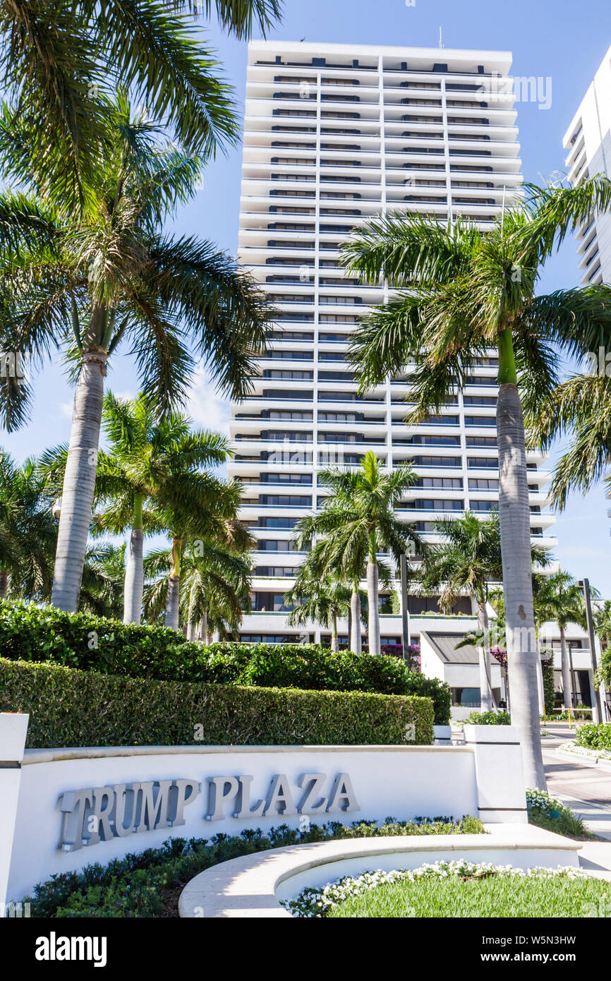 West Palm Beach Florida,Trump Plaza,luxury,condominium residential apartment apartments building buildings housing,high rise skyscraper skyscrapers bu Stock Photo