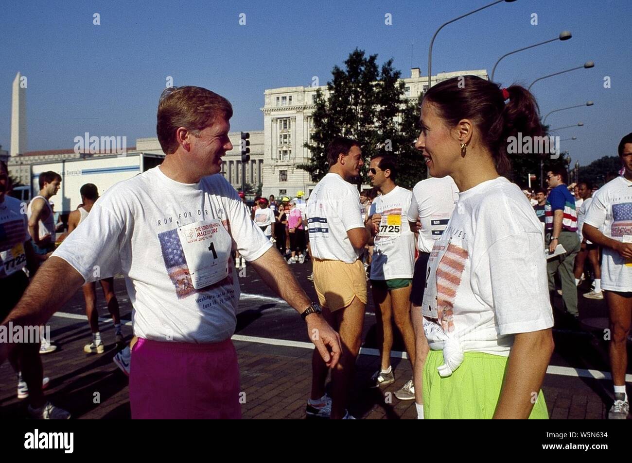 Dan Quayle and Marilyn Quayle at Race for the Cure in 1990. Stock Photo
