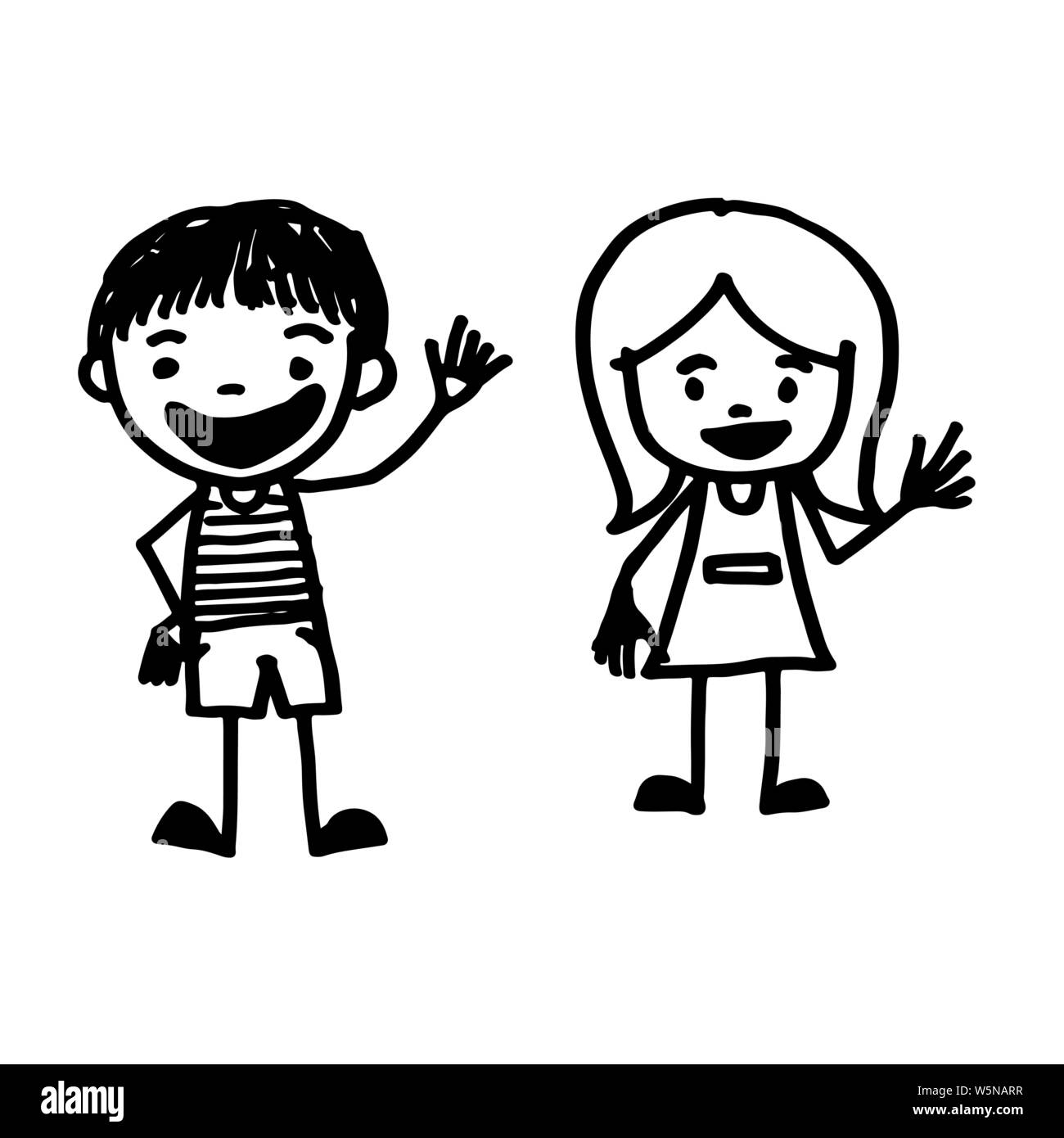 hand drawn kid cartoon Stock Vector Image & Art - Alamy