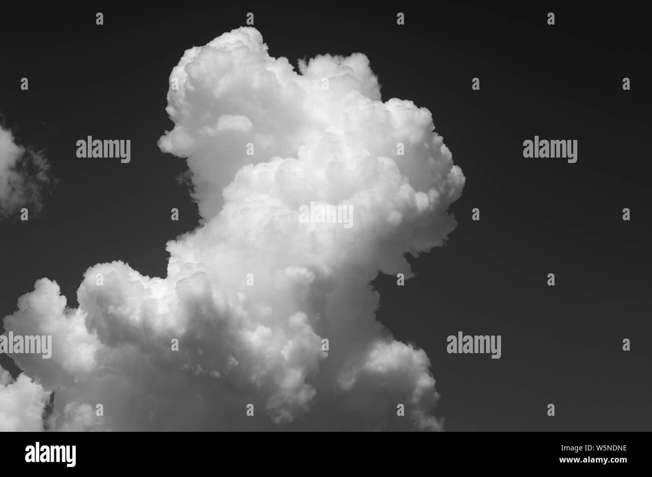 Black and White Image of a Big Cell of Cumulonimbus Cloud. Stock Photo