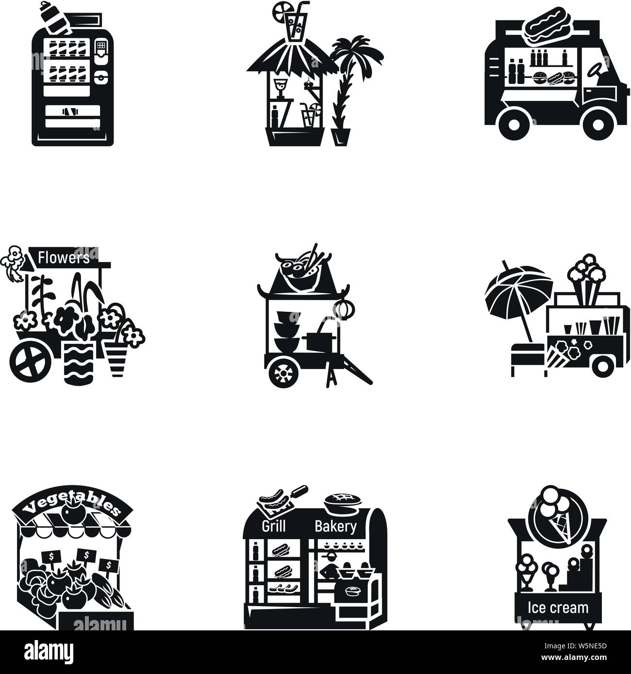 Street Food Kiosk Icon Set Simple Set Of 9 Street Food Kiosk