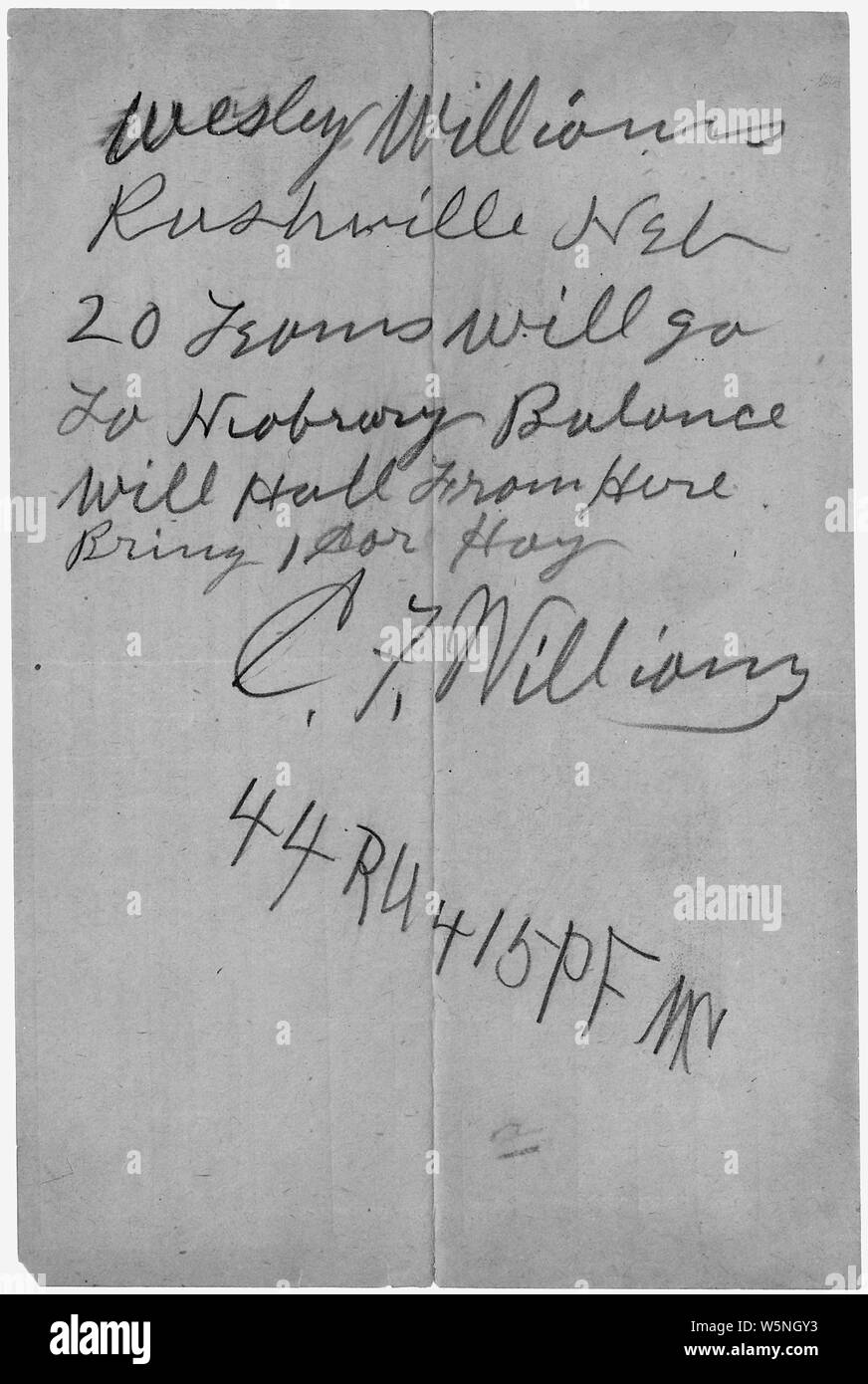 Hay Order; Scope and content:  This is document pertains to: Correspondence Between Military Officers Regarding Wounded Knee Tragedy. November 24, 1890 to January 24, 1891. Stock Photo