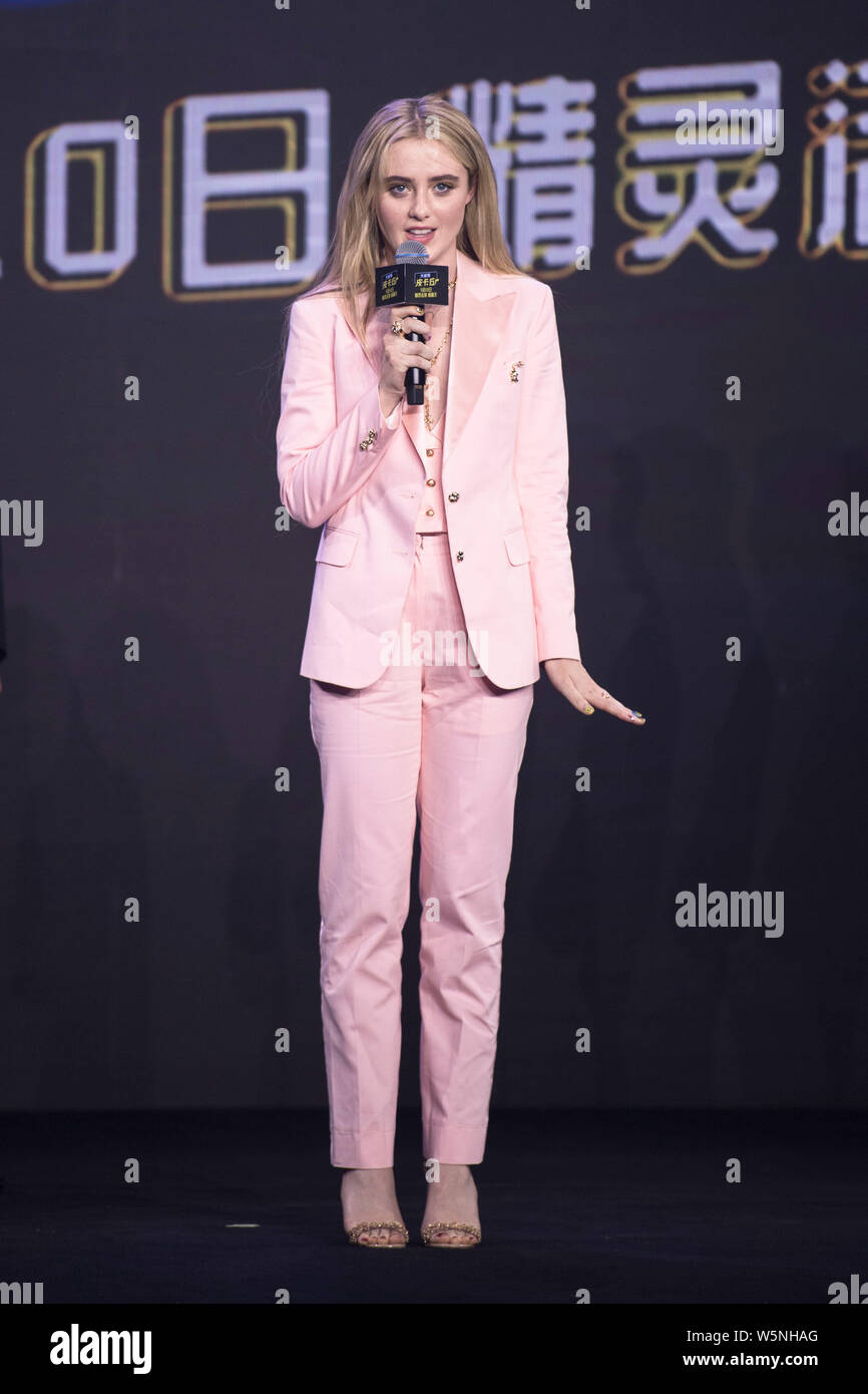 American actress Kathryn Newton attends a press conference for new movie 'Pokemon Detective Pikachu' in Beijing, China, 21 April 2019. Stock Photo