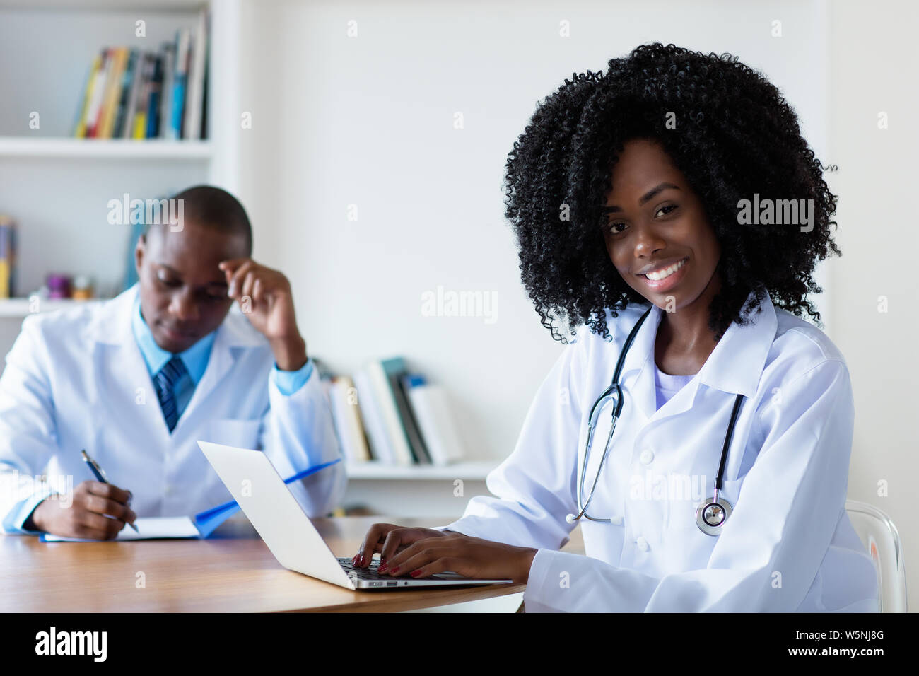 Medical student working with computer at hospital Stock Photo Alamy