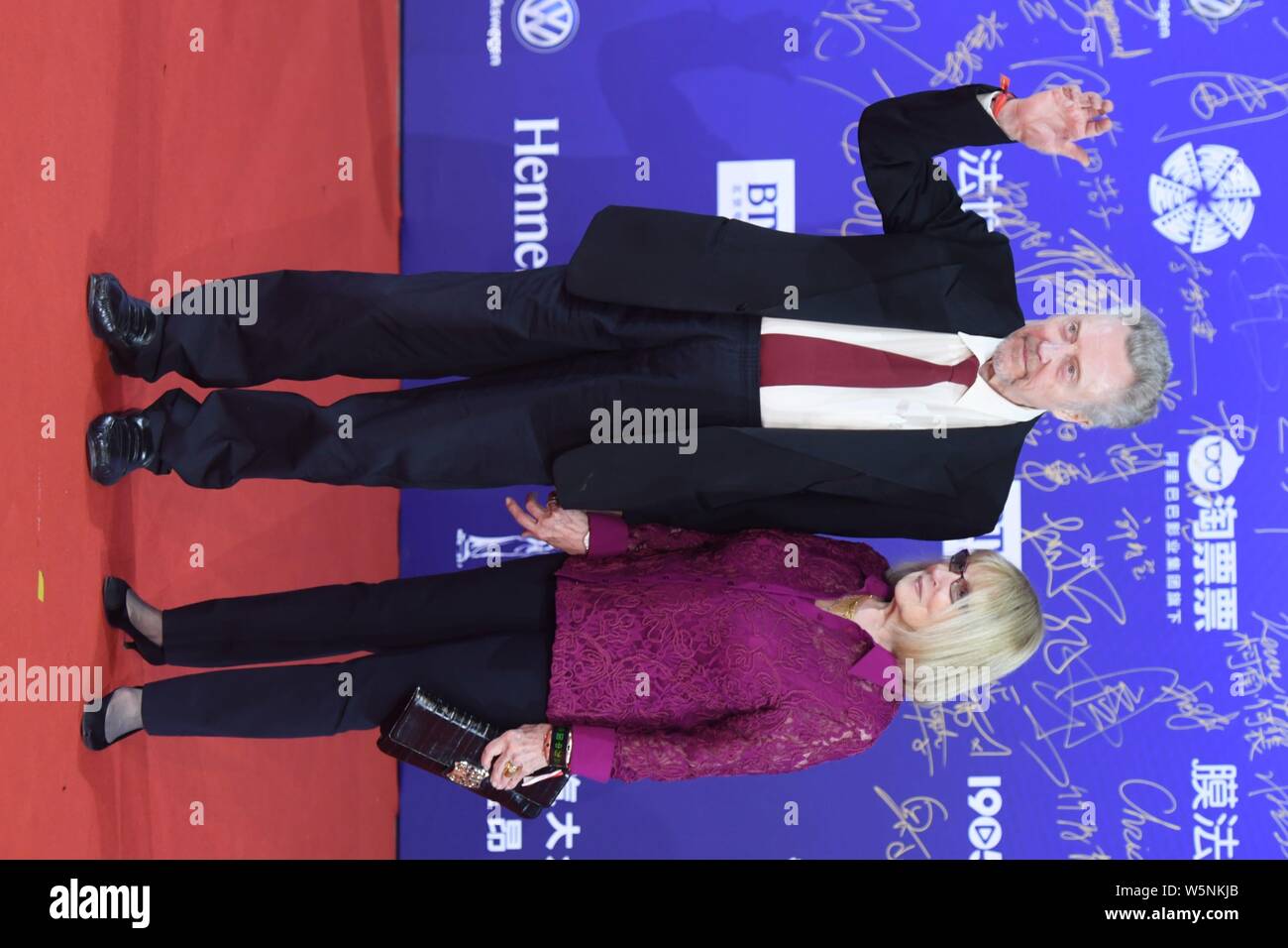 American actor Christopher Walken, left, and his wife Georgianne pose as they arrive on the red carpet for the opening ceremony of the 9th Beijing Int Stock Photo