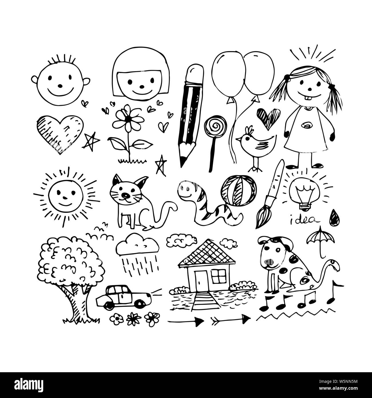 Children hand draw doodle icon Stock Vector Image & Art - Alamy