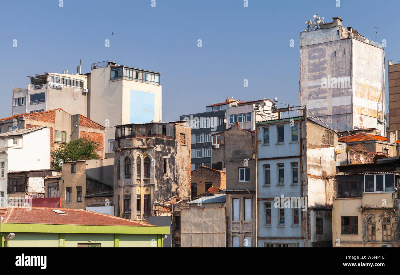 Istanbul, Turkey - July 1, 2016: Karakoy cityscape, commercial quarter in the Beyoglu district of Istanbul, Turkey, located at the northern part of th Stock Photo