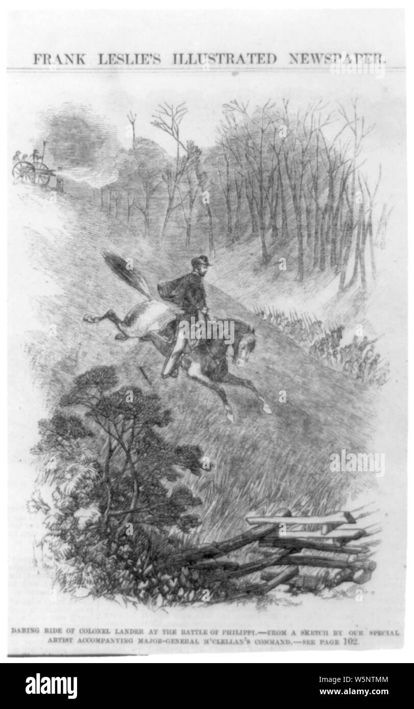 Daring ride (on horseback) of Colonel Lander at the Battle of Philippi
