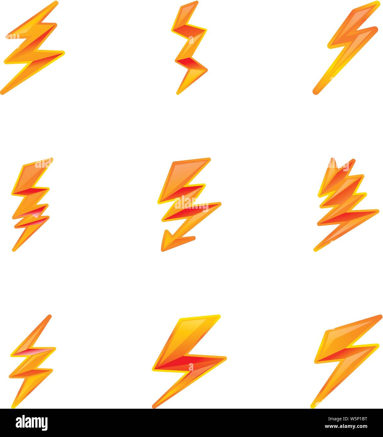 Lightning bolt icon set. Cartoon set of 9 lightning bolt vector icons ...