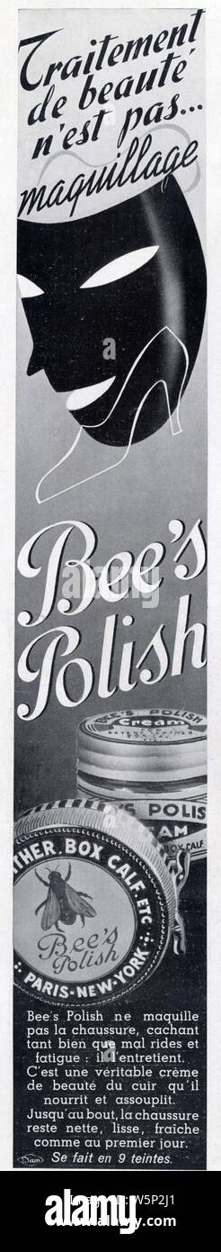 Publicité ancienne. Bee's polish. 1937 Stock Photo