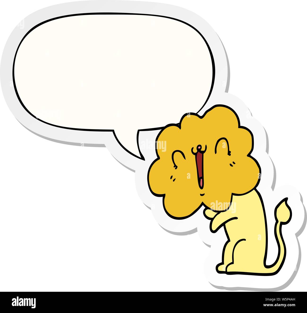 cute cartoon lion with speech bubble sticker Stock Vector Image & Art ...