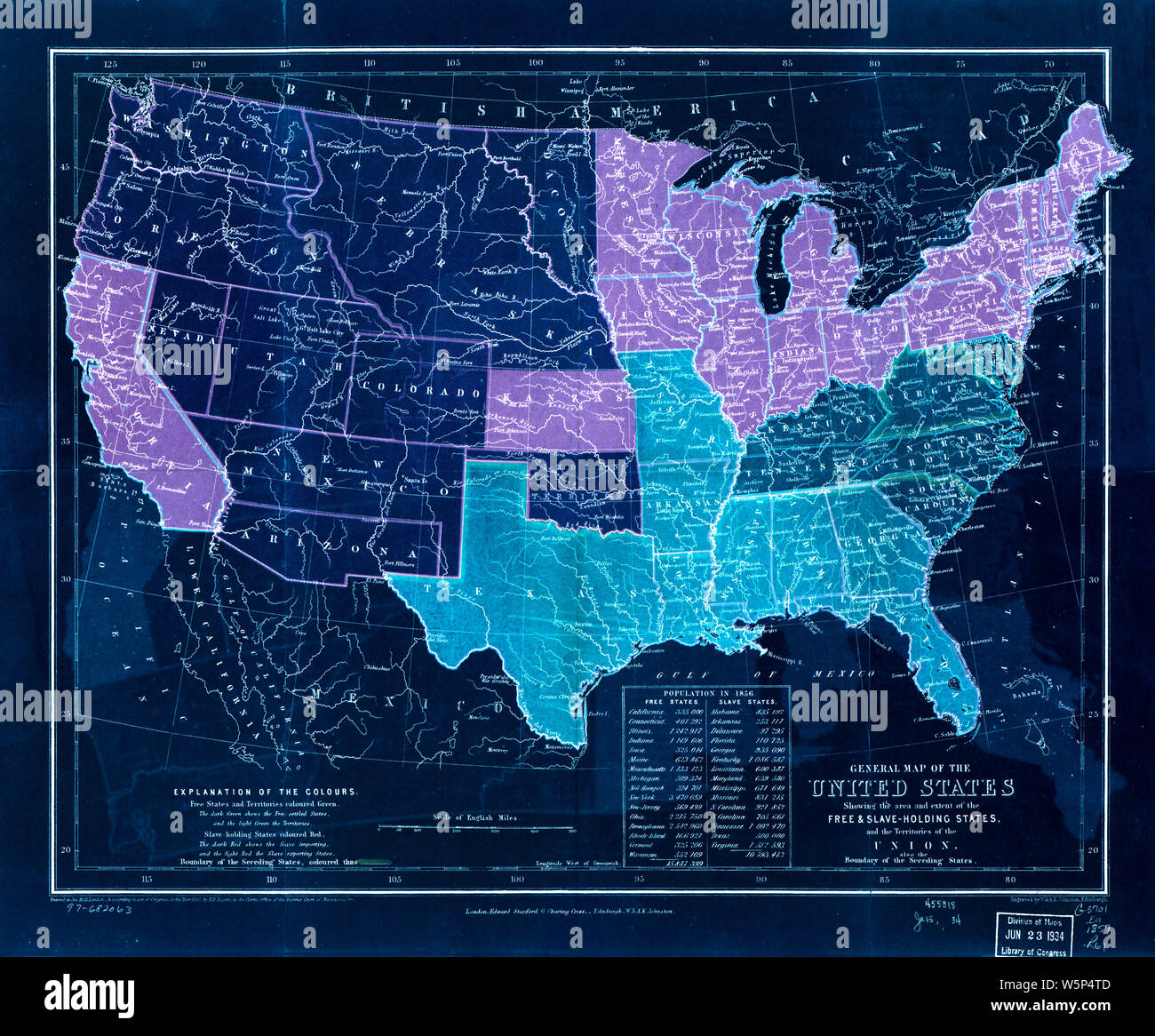 Slave states and free states map hires stock photography and images
