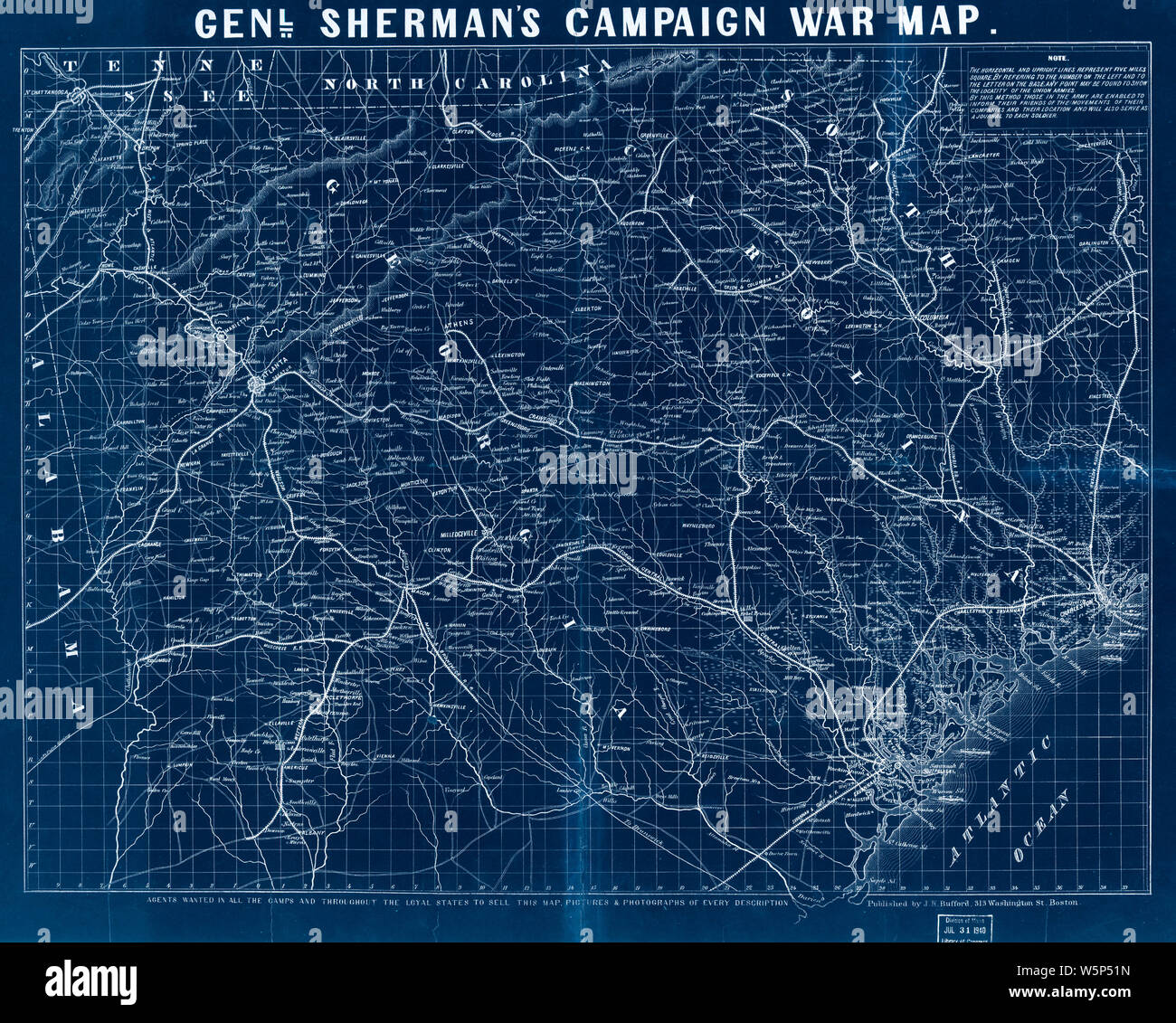Civil War Maps 0432 Genl Sherman's campaign war map Inverted Rebuild and Repair Stock Photo