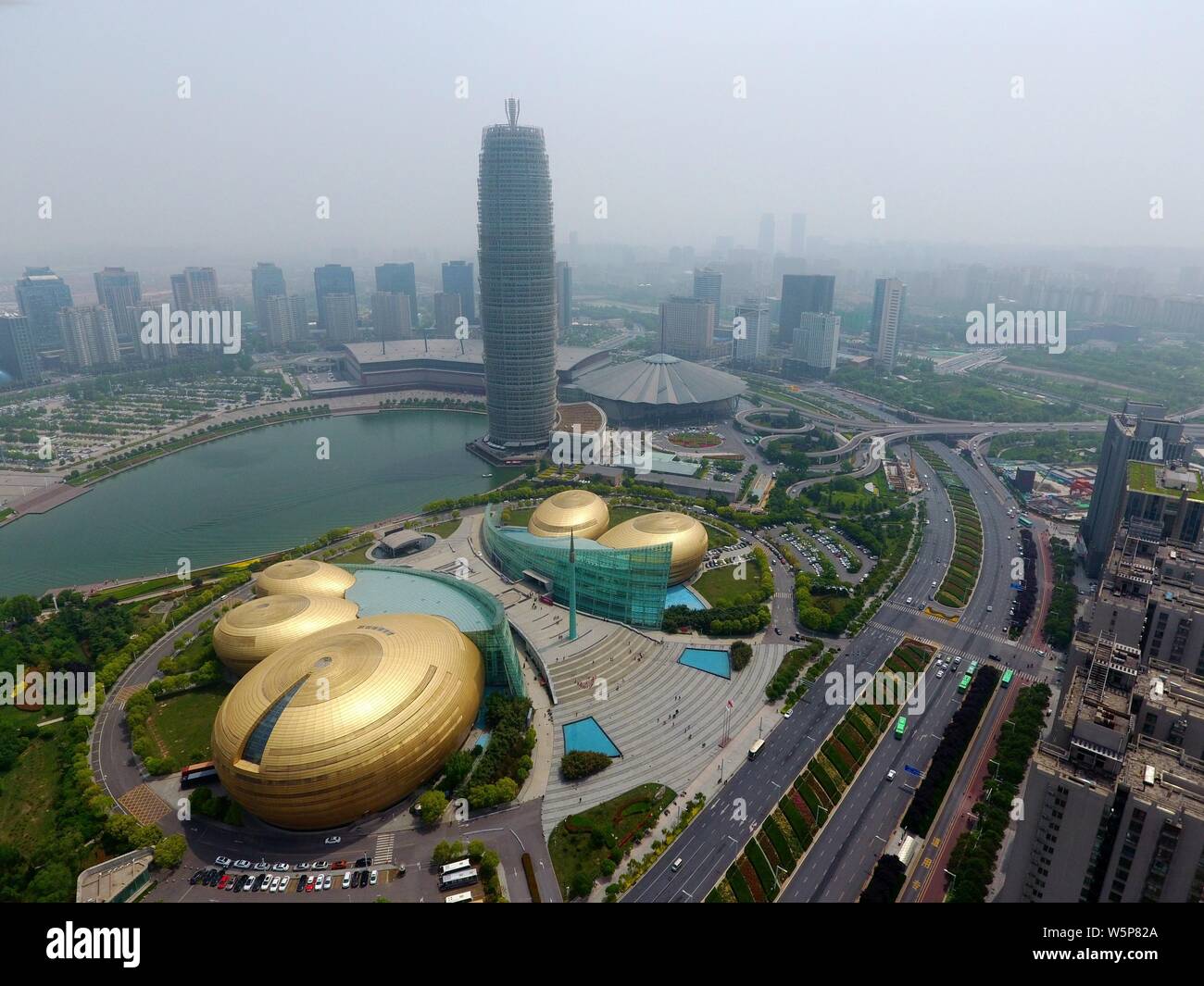 Aerial view of the Zhengzhou Greenland Plaza, also named as Millennium ...