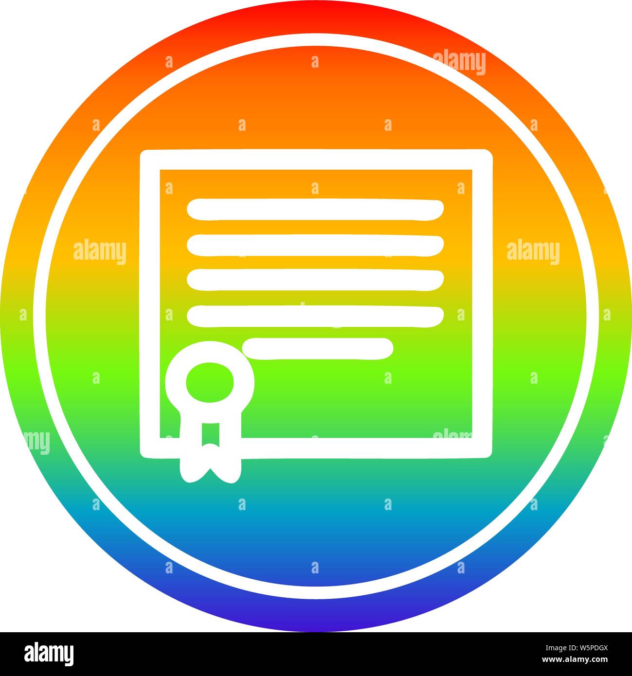 diploma certificate circular icon with rainbow gradient finish Stock ...