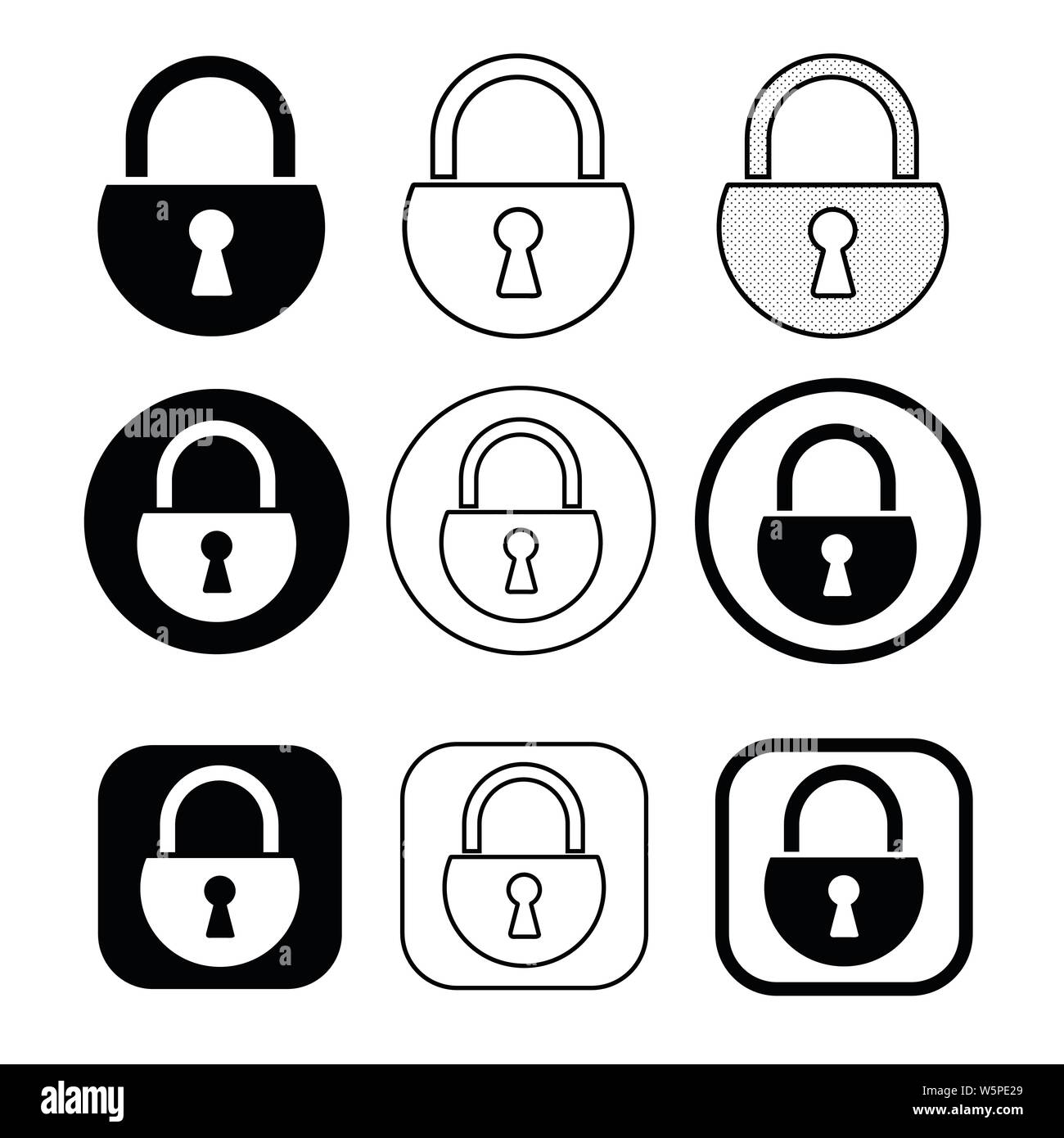 Set of simple sign Lock icon Stock Vector Image & Art - Alamy