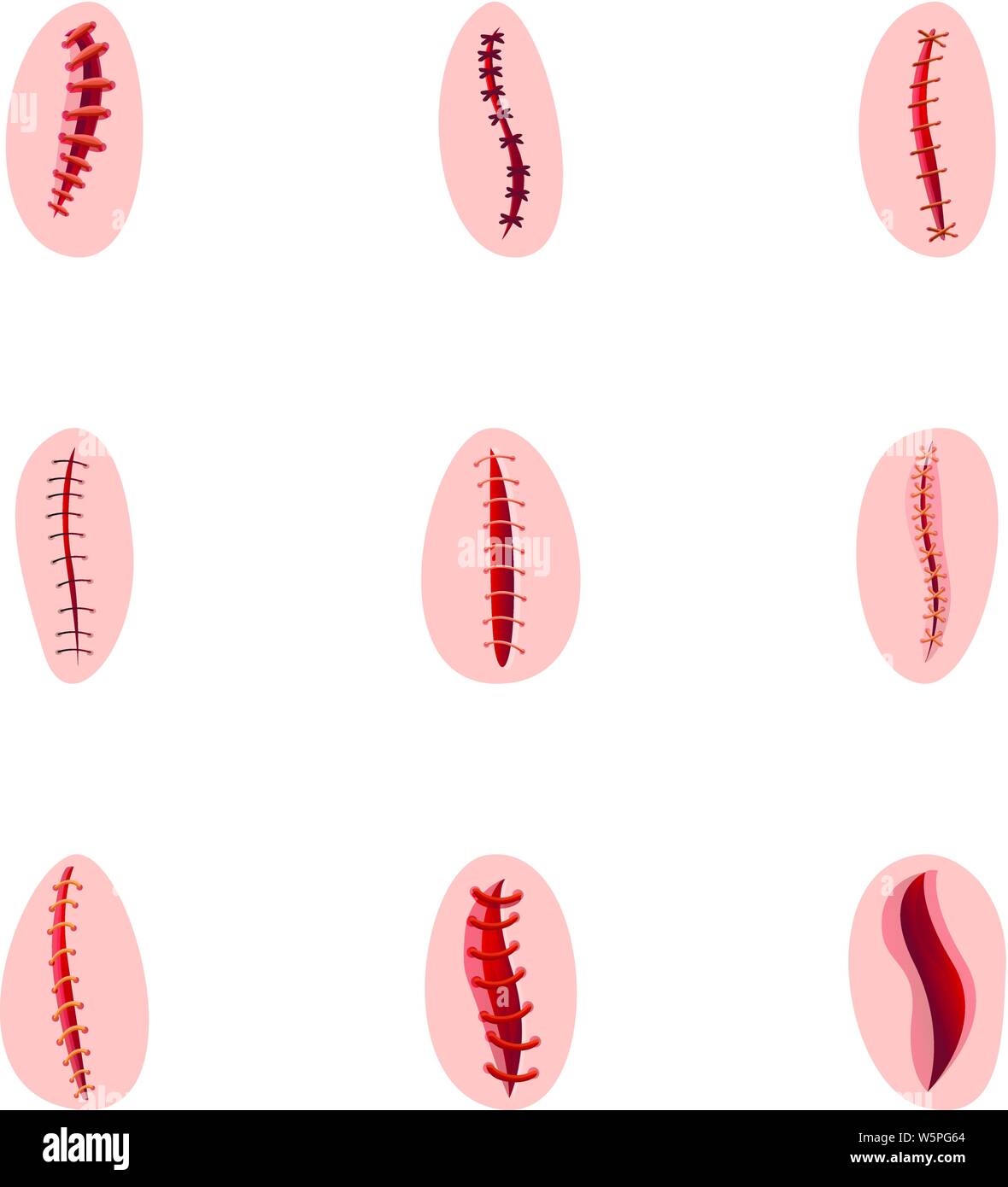 Suture icon set. Cartoon set of 9 suture vector icons for web design ...