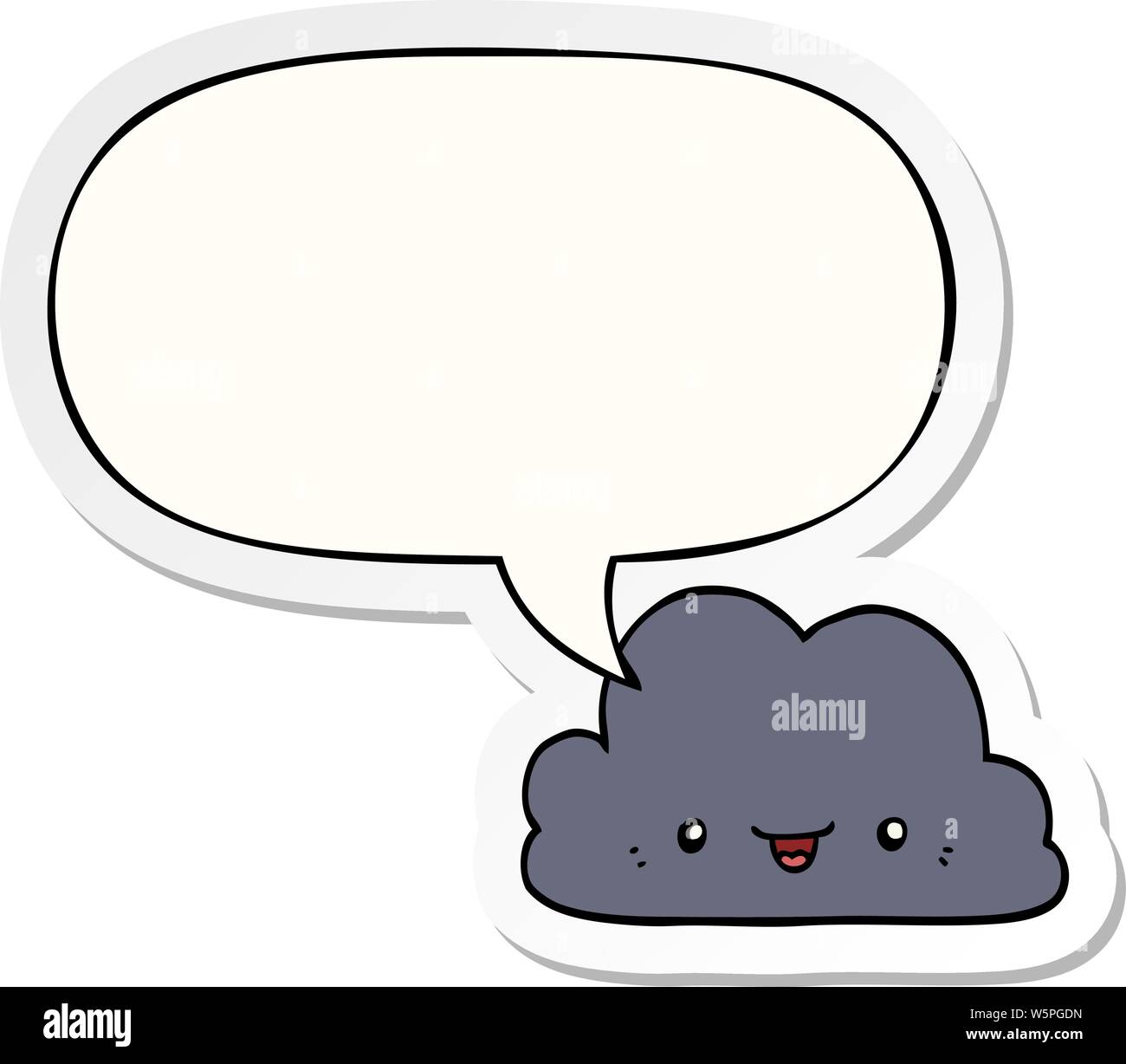 cute cartoon cloud with speech bubble sticker Stock Vector Image & Art ...