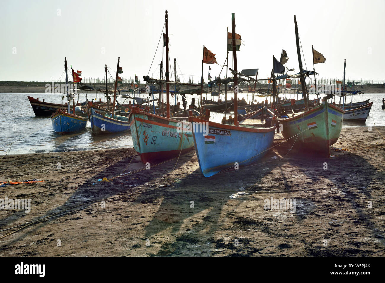 Fishing Boats Umarsadi Beach Valsad Gujarat India Asia Stock Photo - Alamy