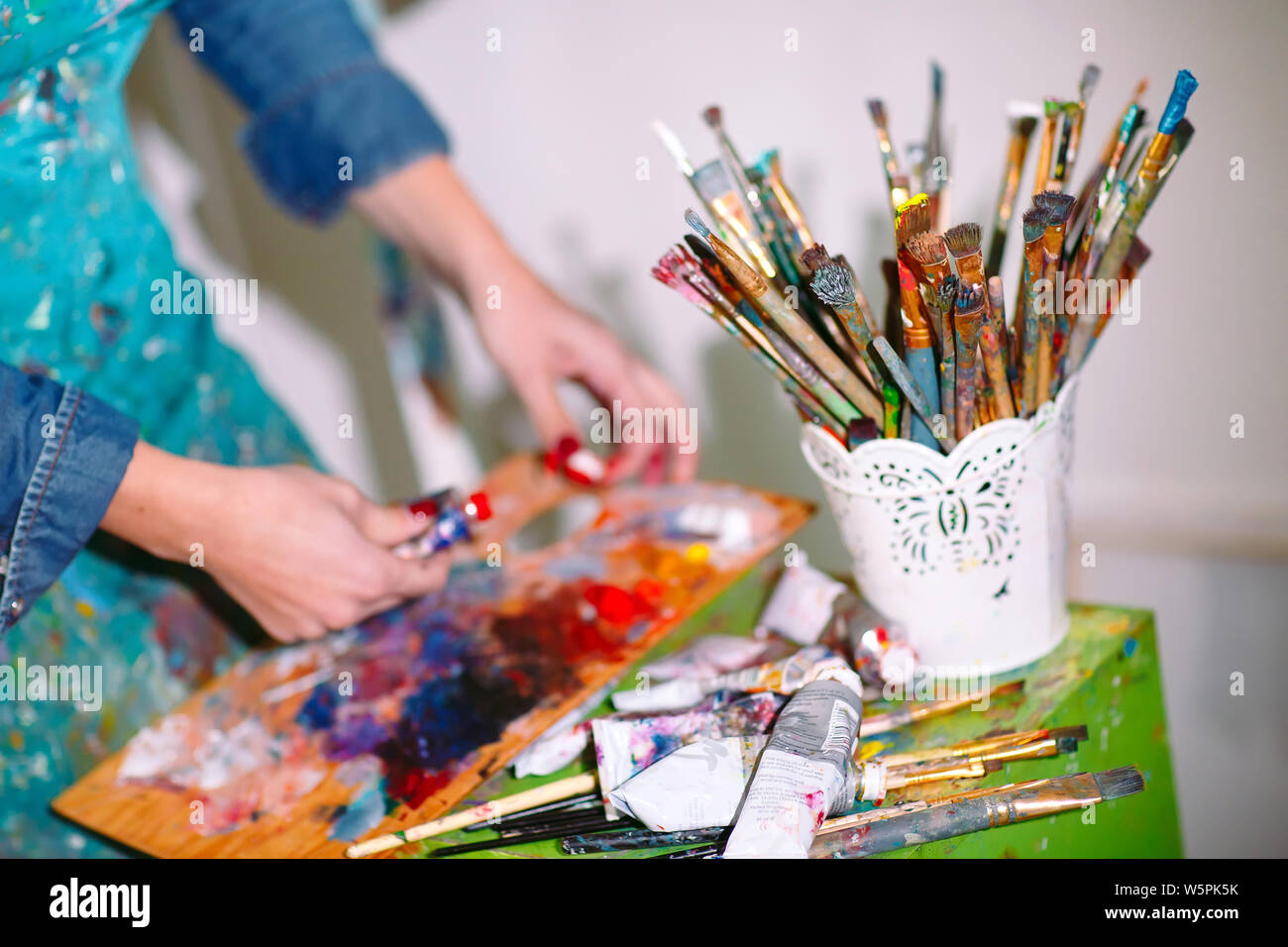 Painting at the art school. Painting Studio Stock Photo Alamy