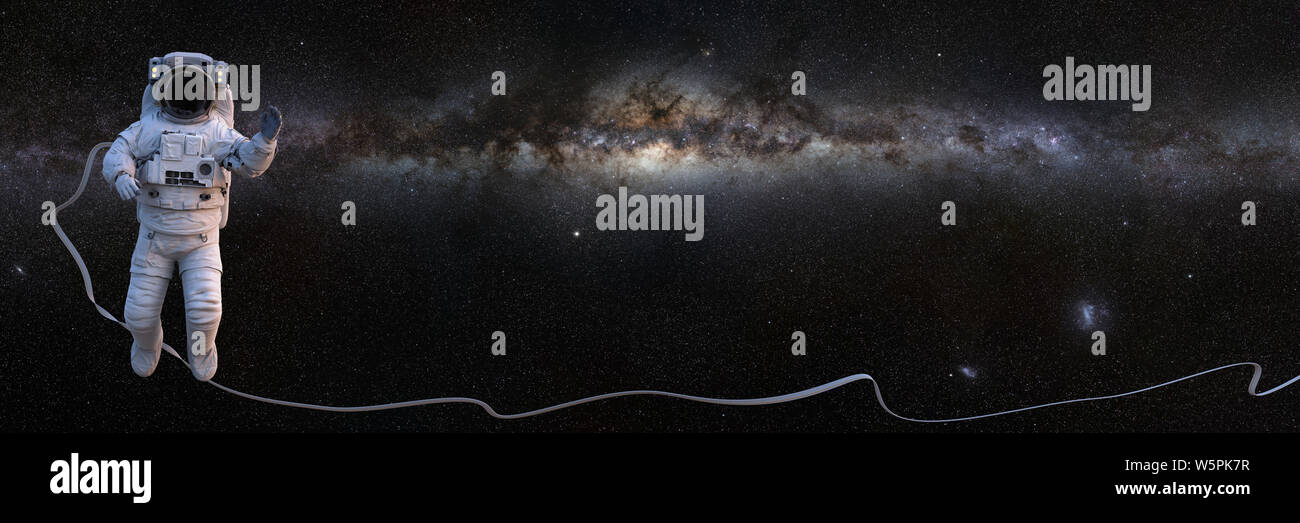 astronaut empty space in front of the Milky Way galaxy (3d science  rendering banner, elements of this image are furnished by NASA Stock Photo  - Alamy