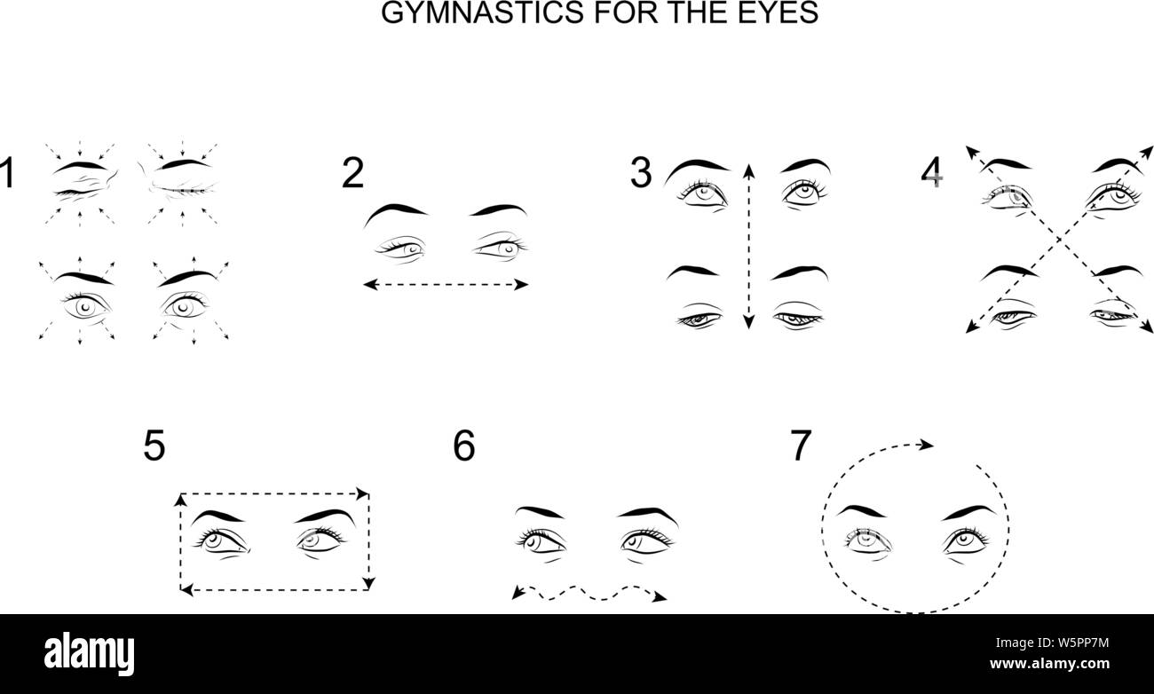 vector illustration of gymnastics for the eyes Stock Vector