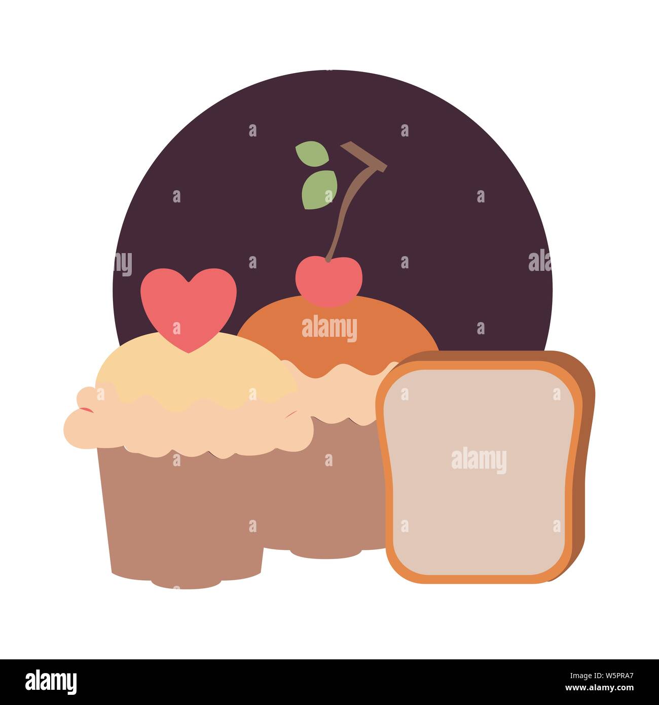delicious and fresh cake with cherry Stock Vector