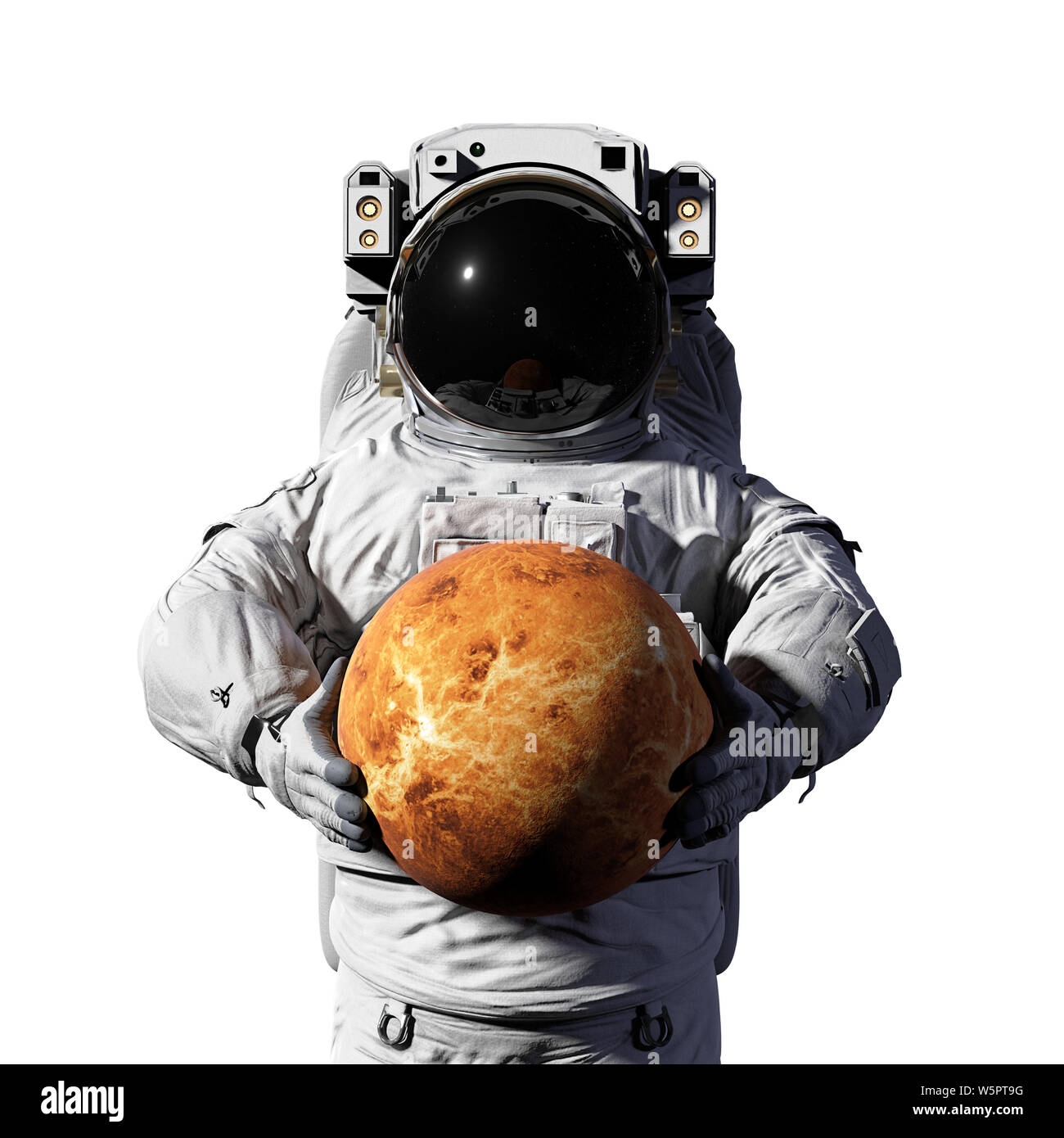 astronaut holding planet Venus, isolated on white background Stock Photo -  Alamy