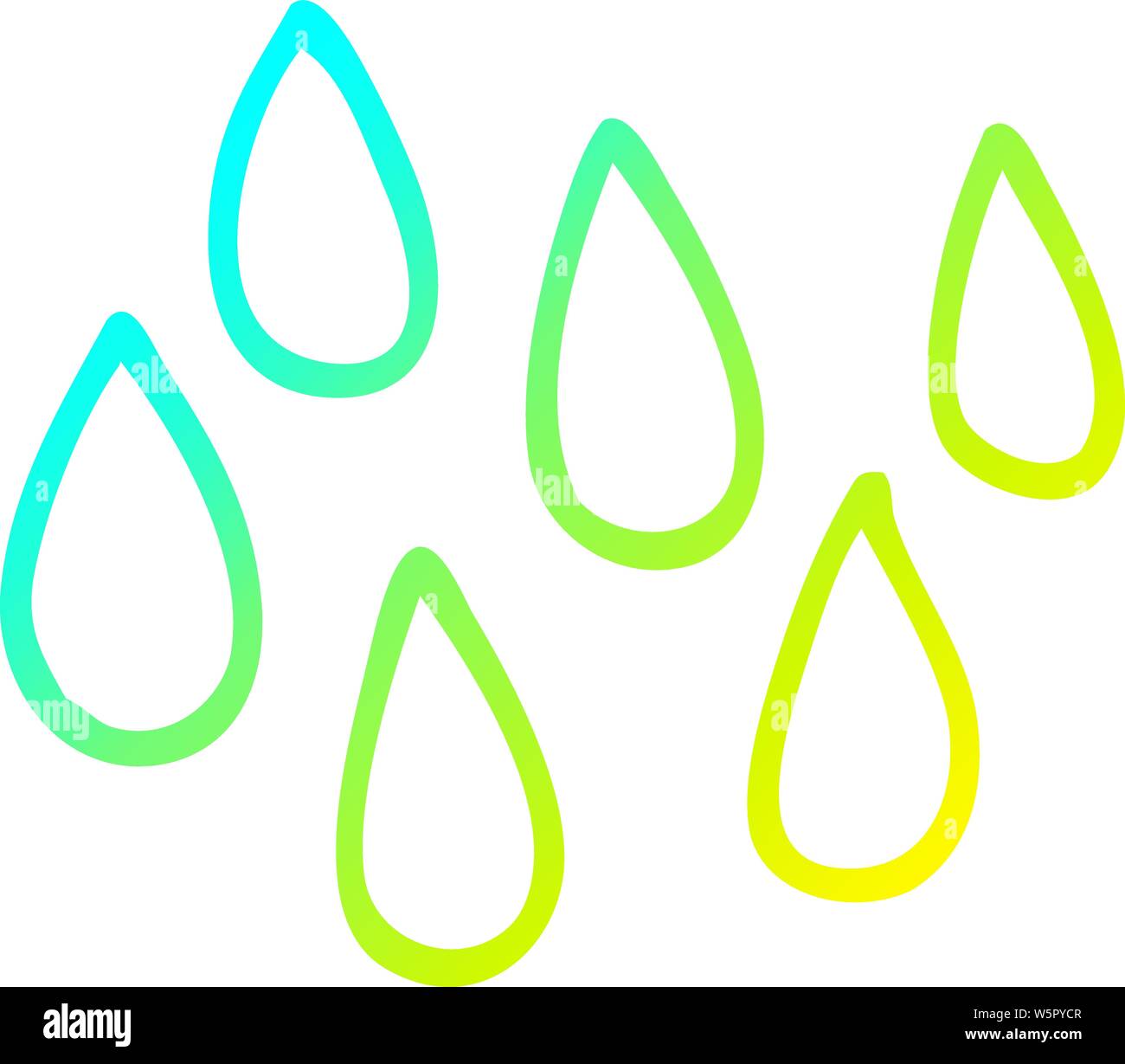 cold gradient line drawing of a cartoon rain drops Stock Vector