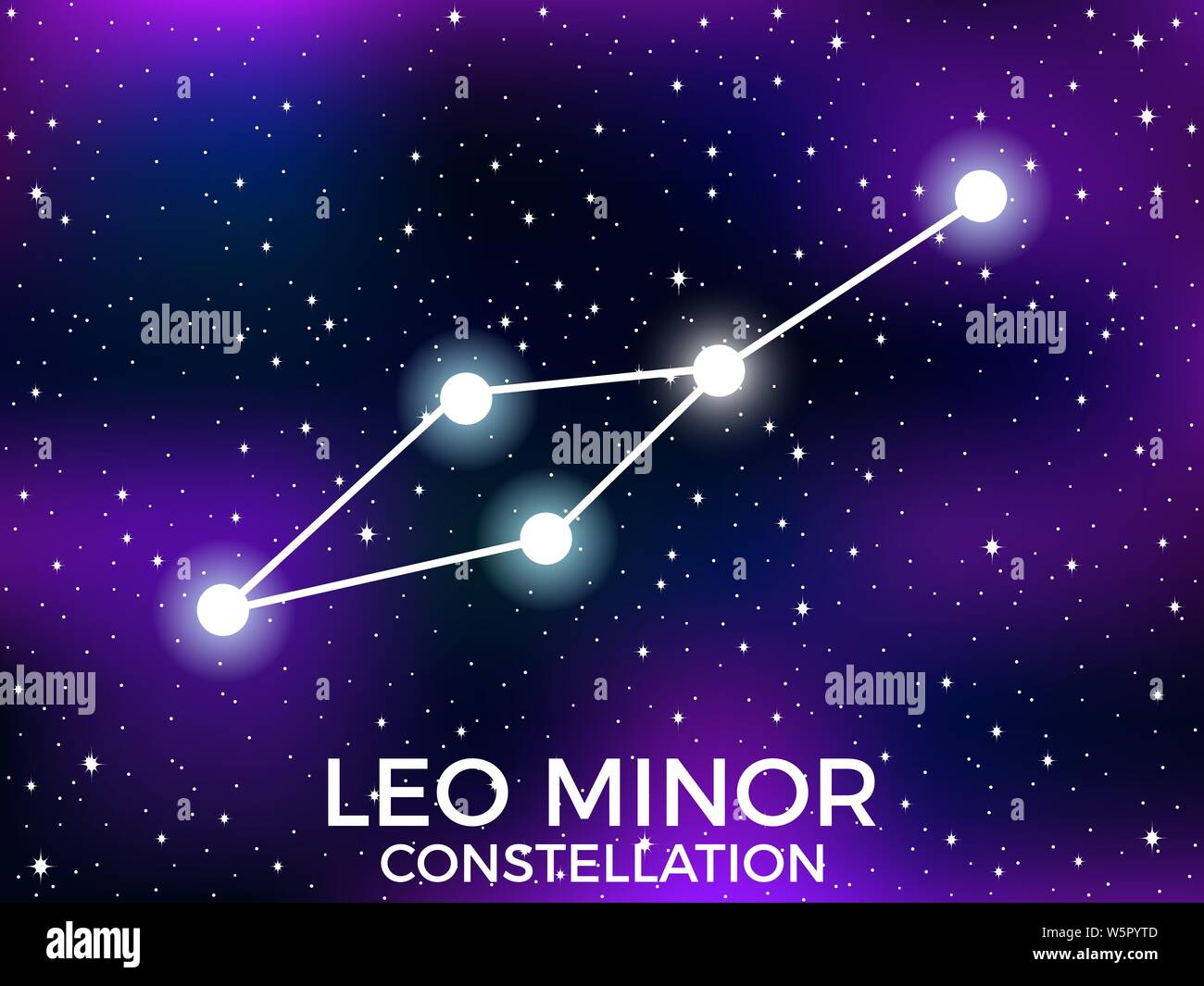 Leo Minor constellation. Starry night sky. Cluster of stars and galaxies. Deep space. Vector illustration Stock Vector