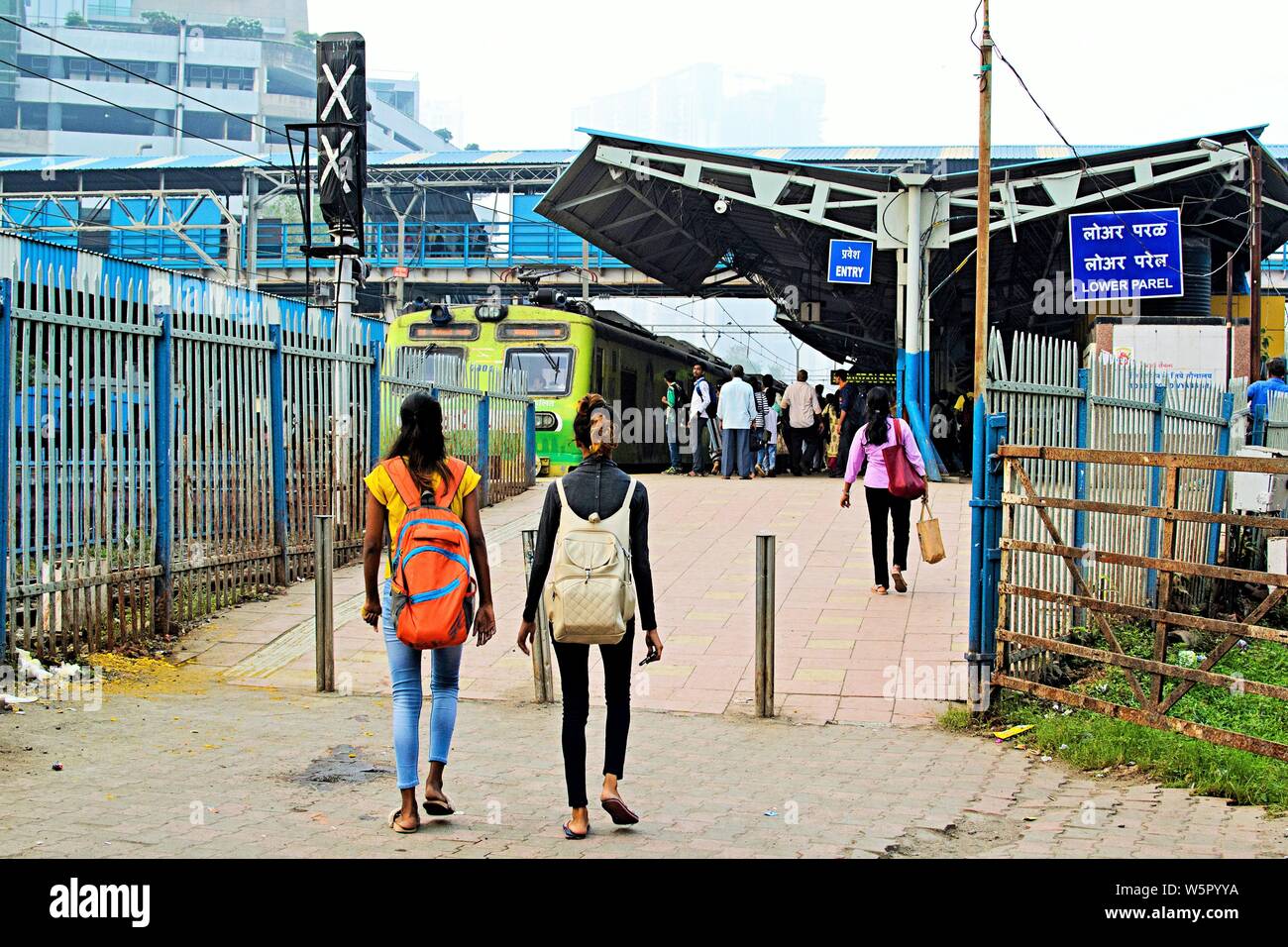 Lower Parel Railway Station entrance Mumbai Maharashtra India Asia