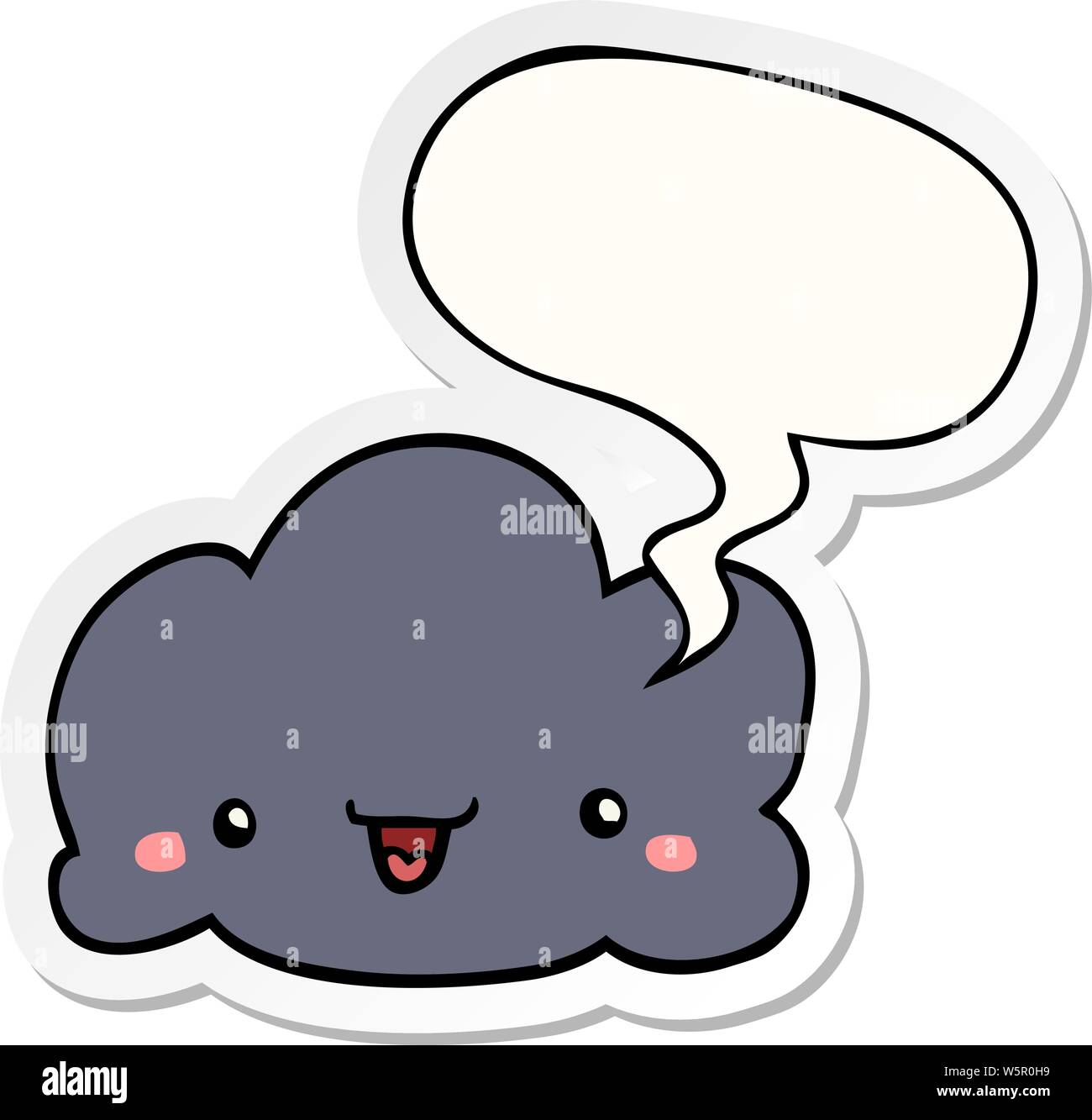 cute cartoon cloud with speech bubble sticker Stock Vector Image & Art ...