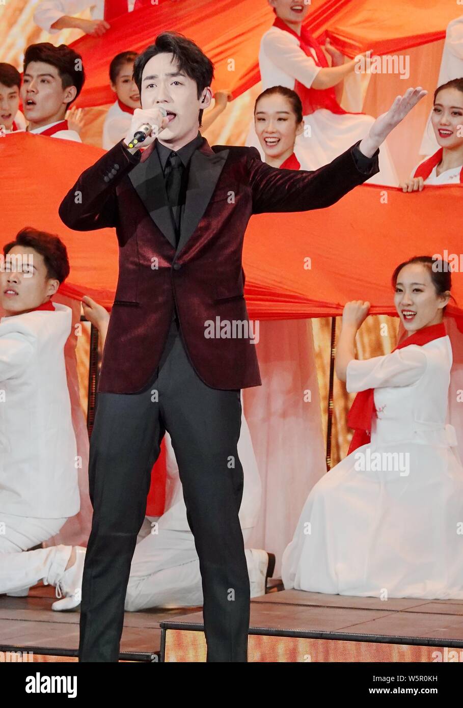 Chinese actor Zhu Yilong attends a filming session for 2019 CCTV Youth ...