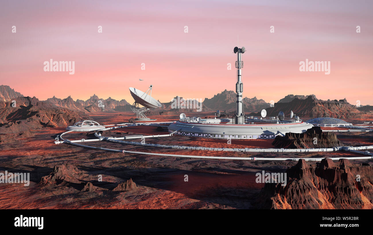 base on the surface of the red planet, first Mars colony Stock Photo